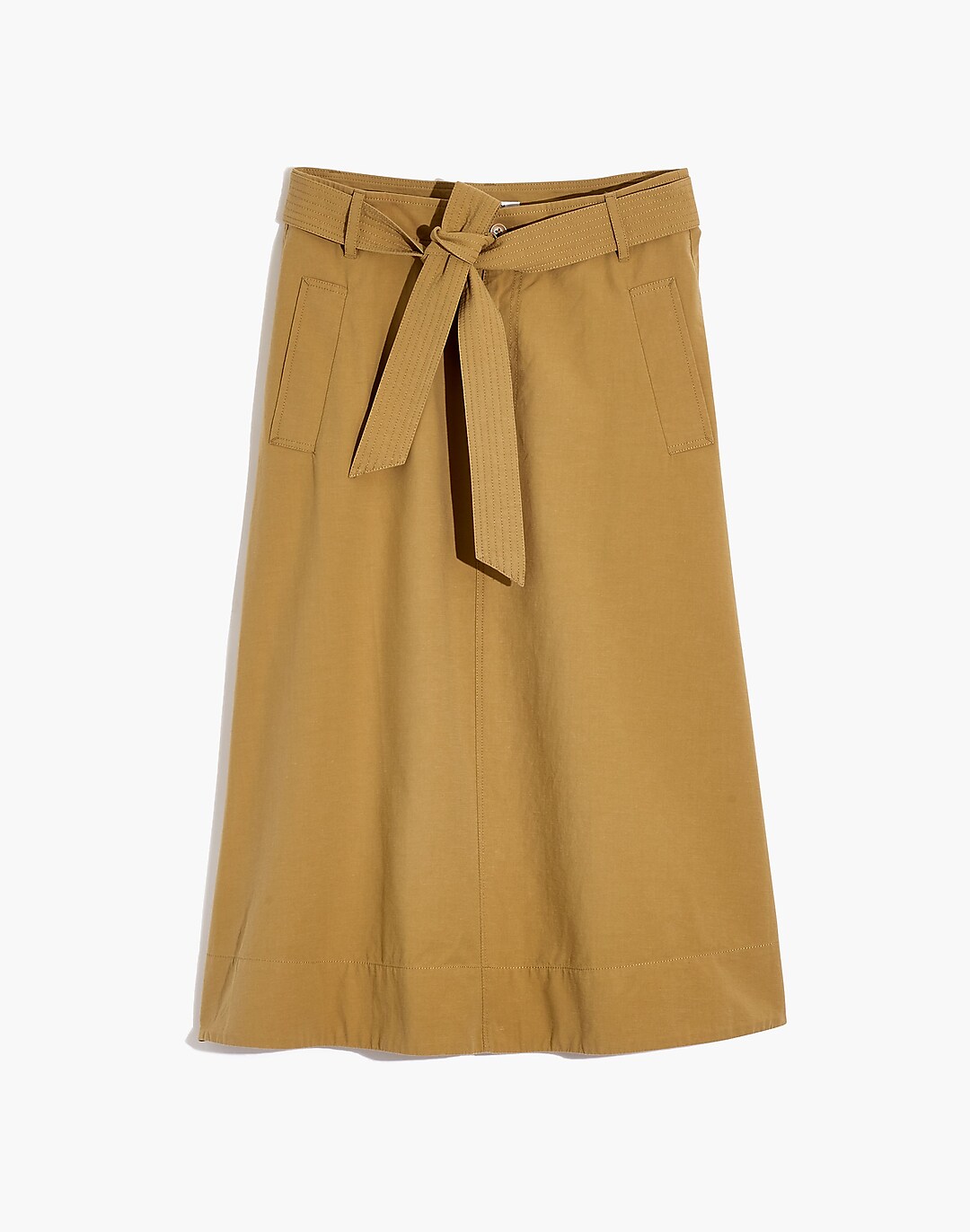 Tie-Waist Trench Midi Skirt