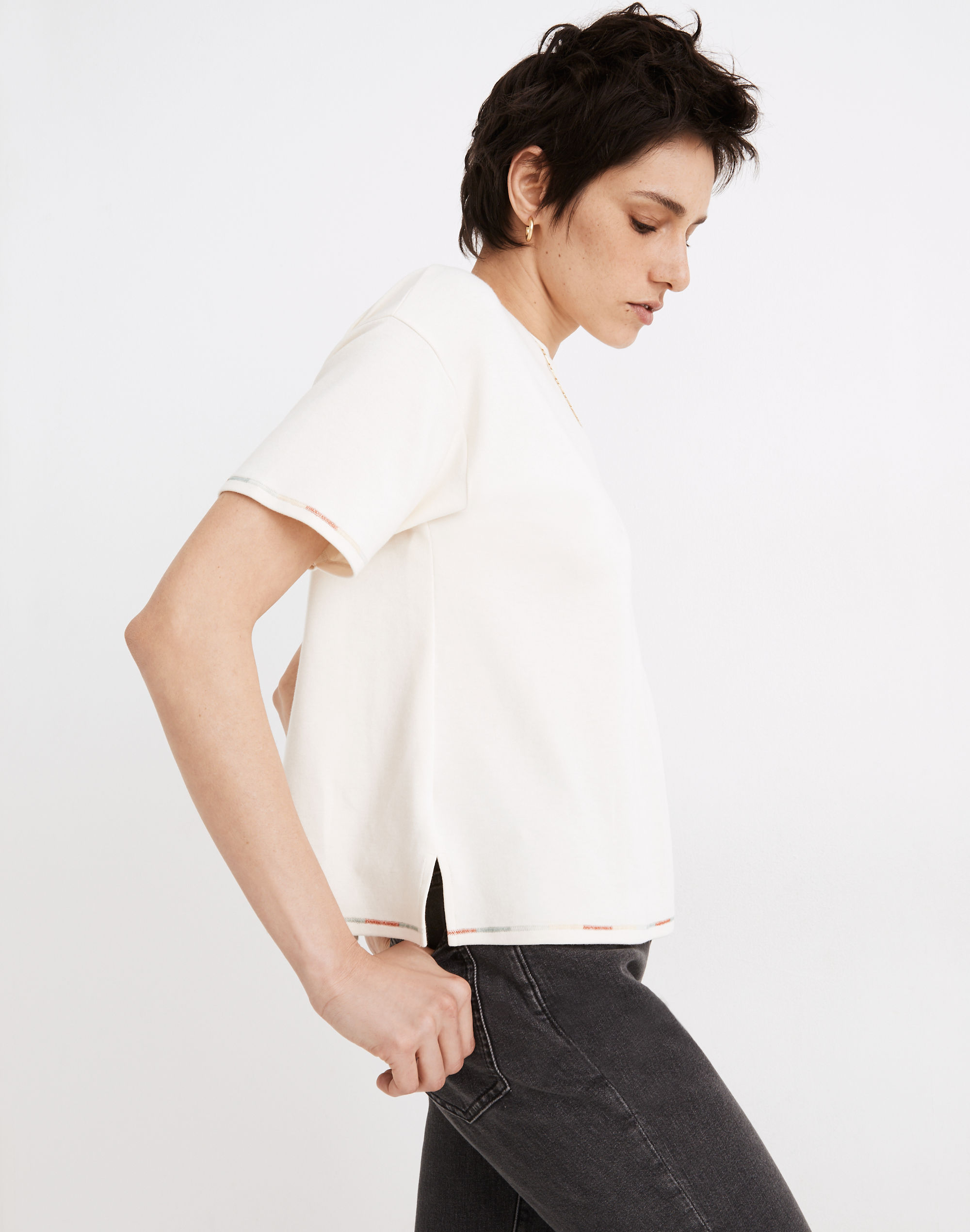 MWL Breeze Rainbow-Stitched Crewneck Boxy Tee | Madewell