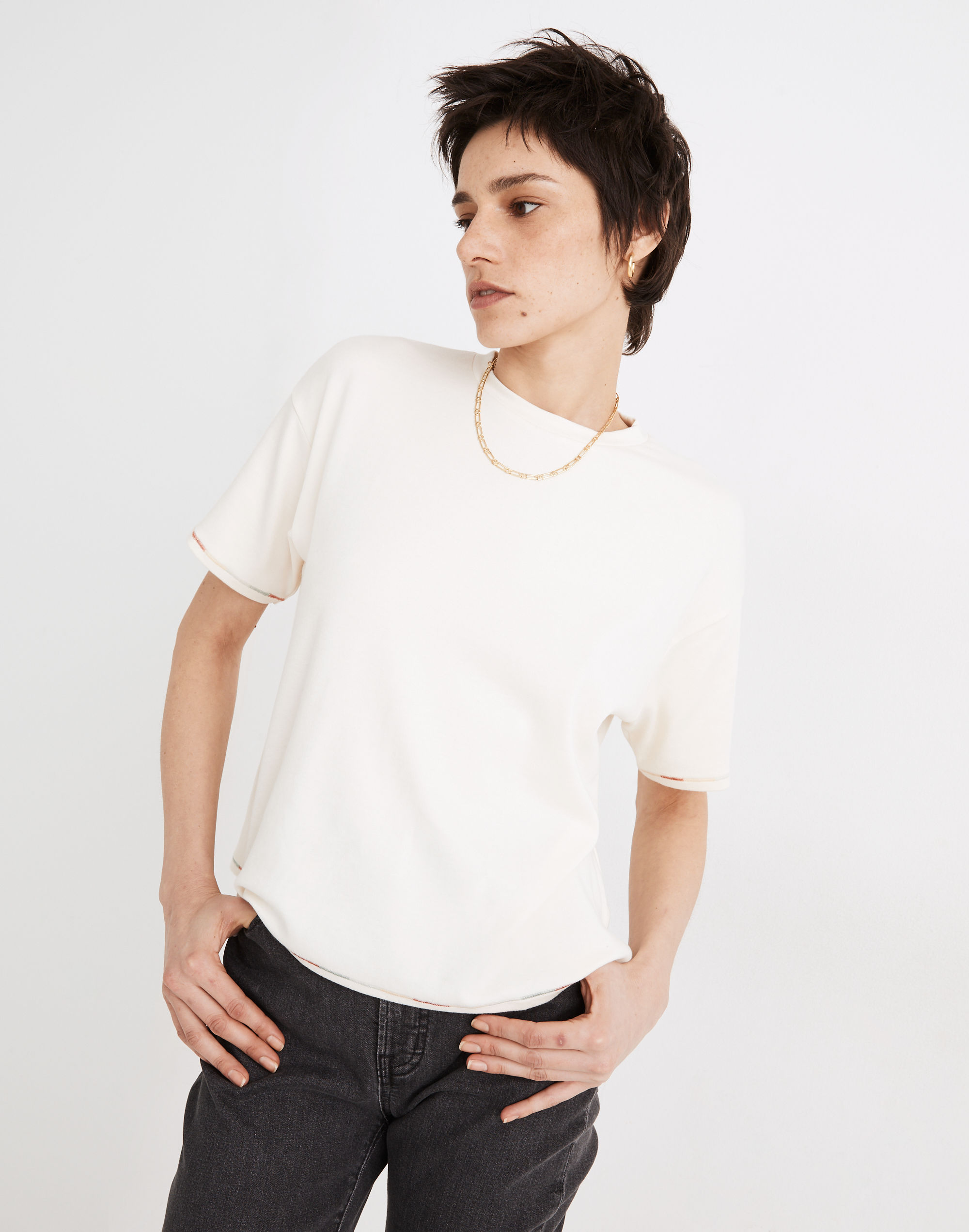 MWL Breeze Rainbow-Stitched Crewneck Boxy Tee | Madewell