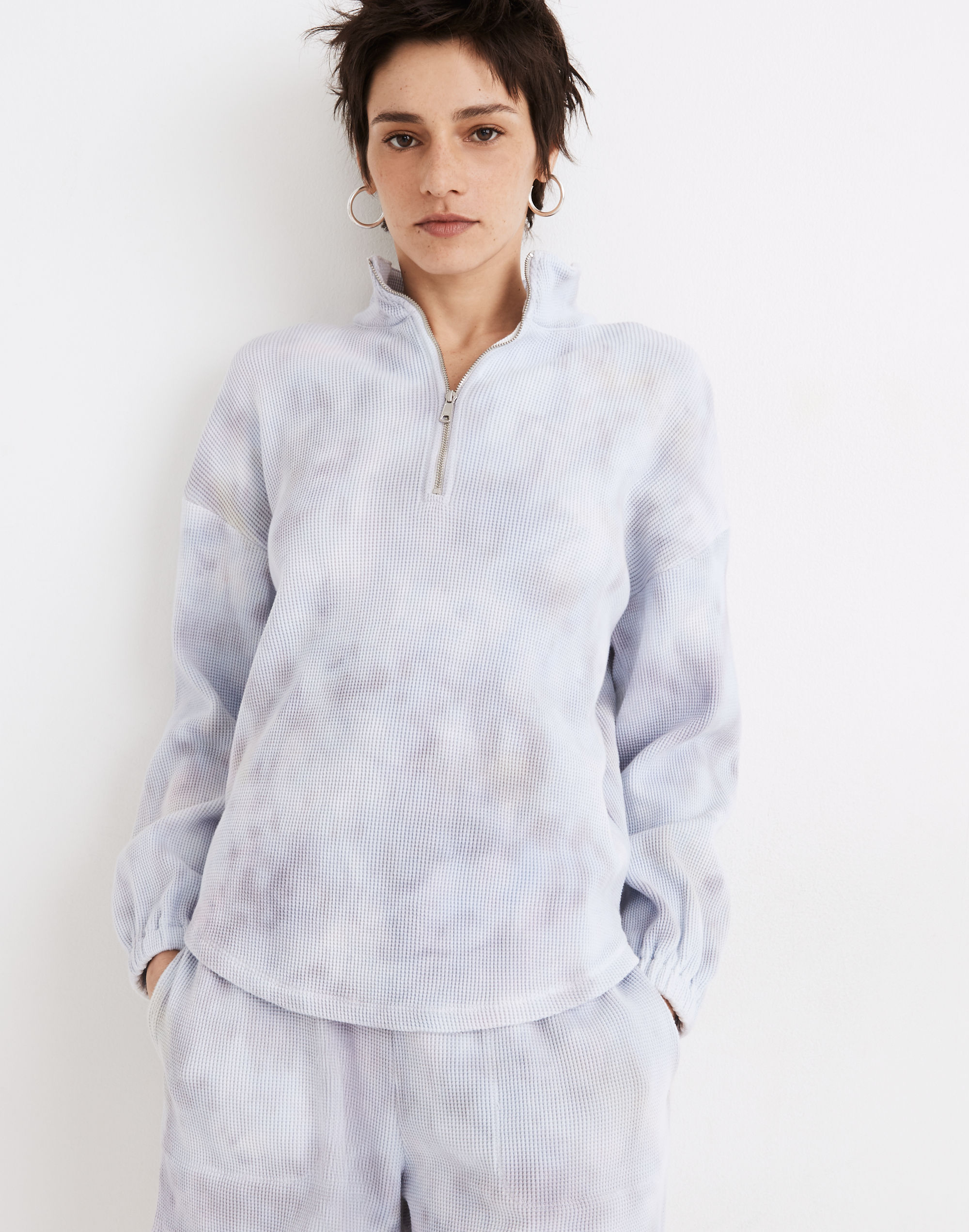 MWL Waffle Half-Zip Shirttail Sweatshirt Tie-Dye | Madewell