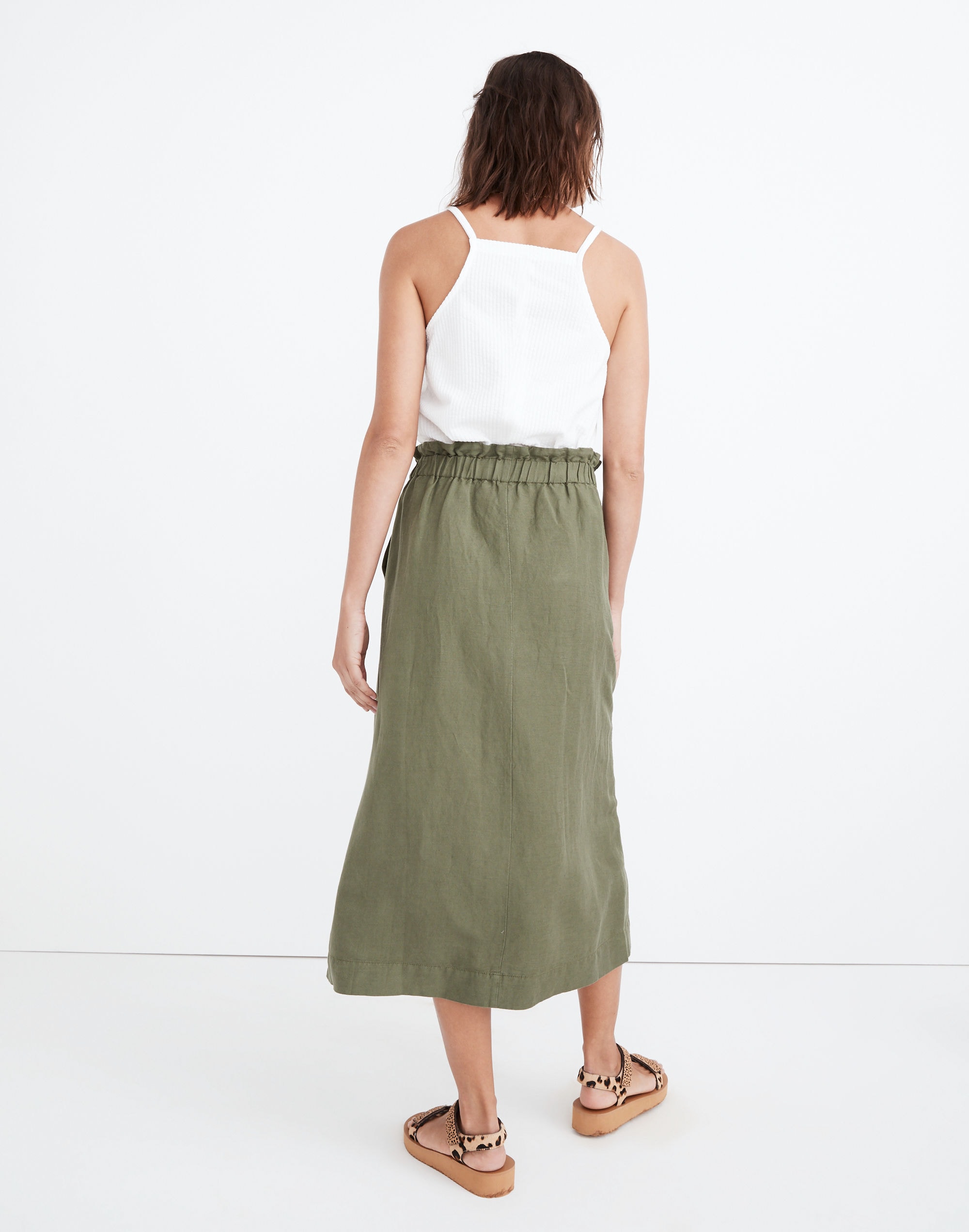 Paperbag Button-Front Midi Skirt | Madewell