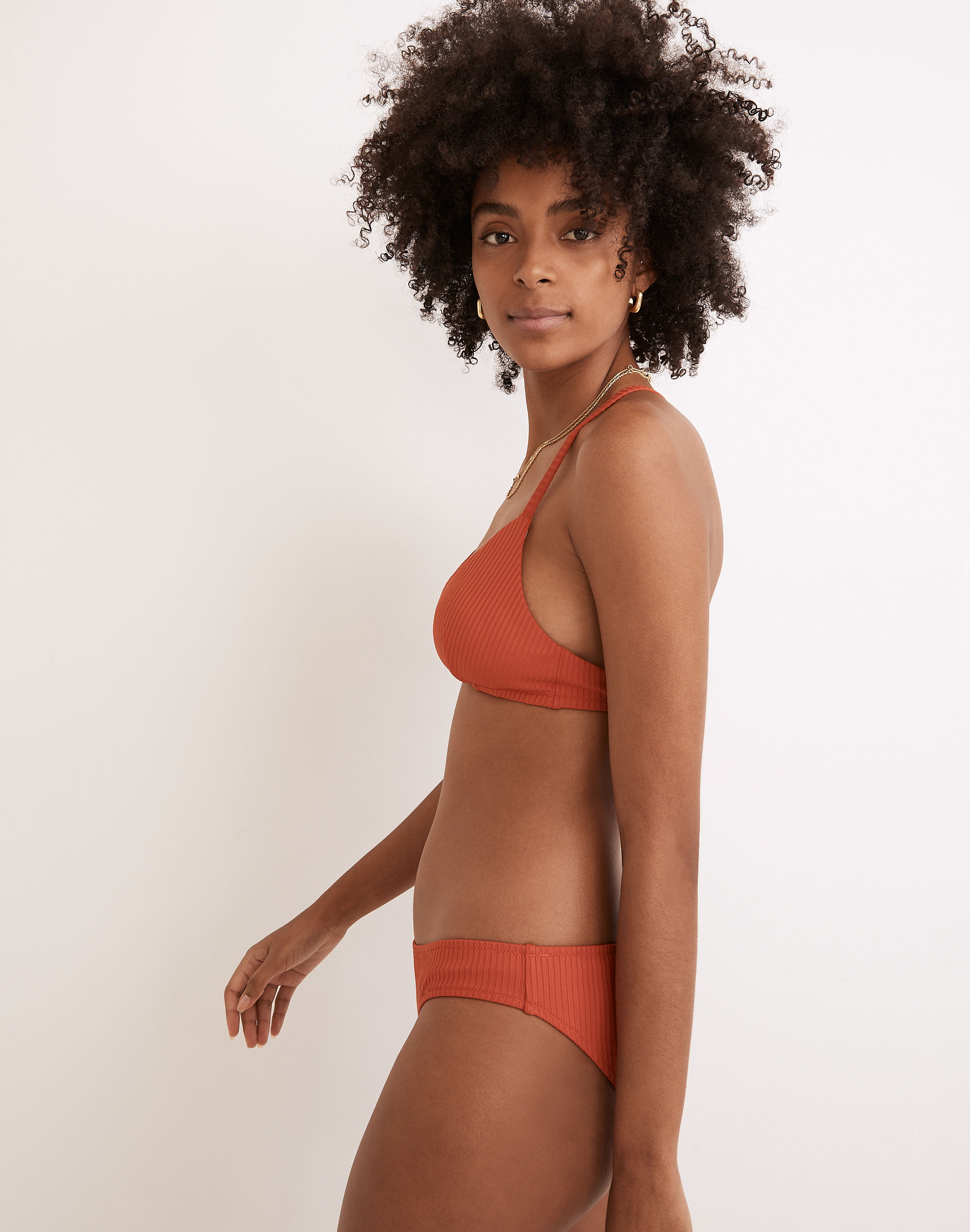 Madewell Second Wave Ribbed Tie-Back Bikini Top |