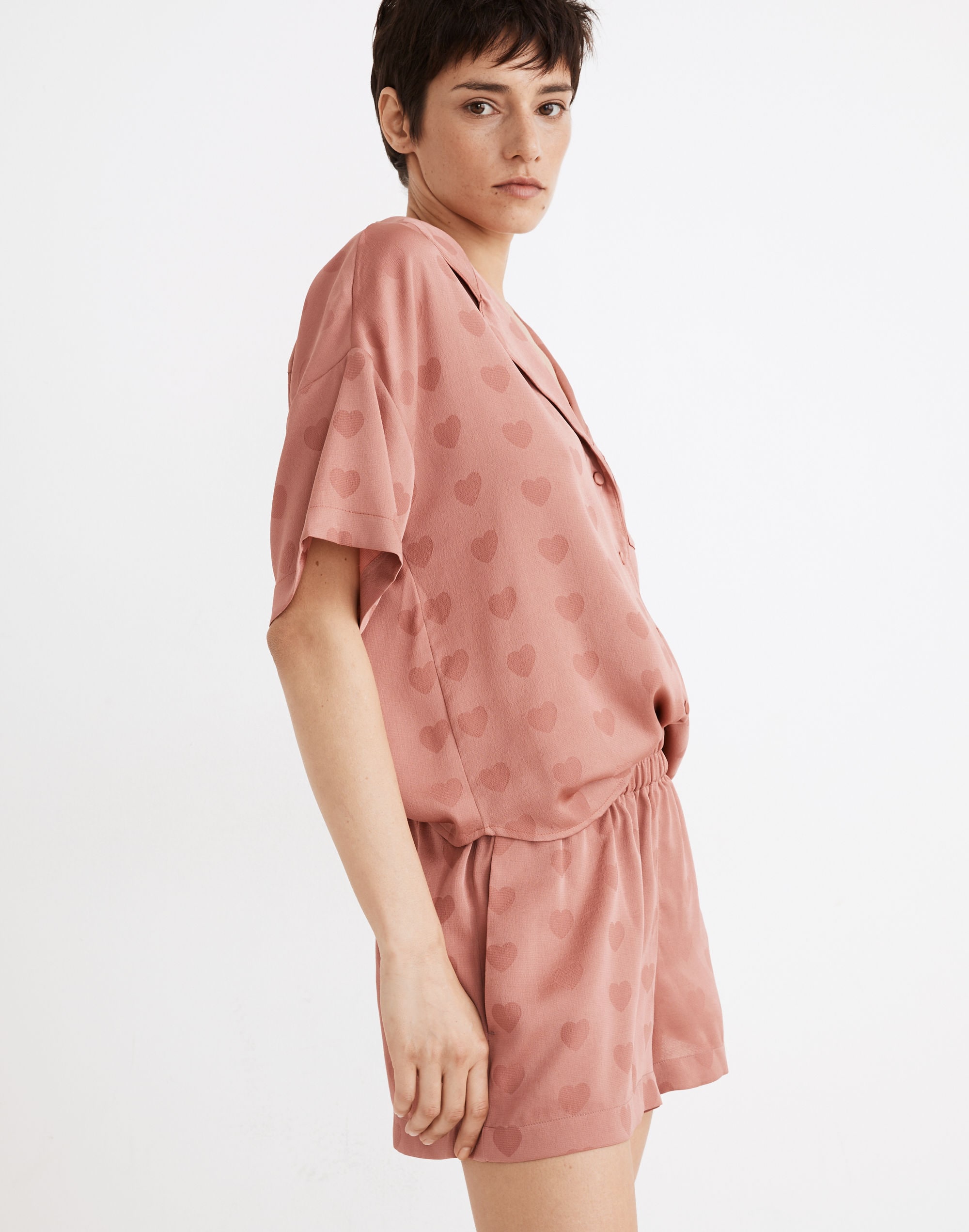 Jacquard Star Oversized Pajama Shirt and Short Set