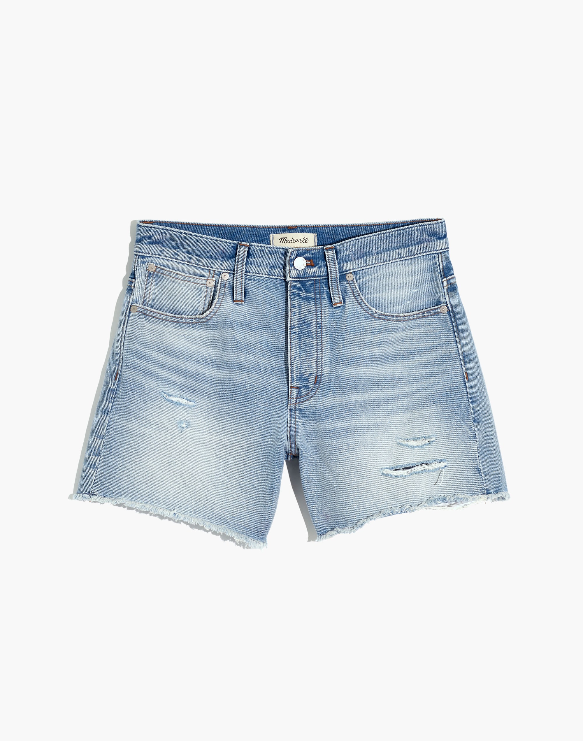 Relaxed Mid-Length Denim Shorts Selton Wash: Ripped Edition | Madewell