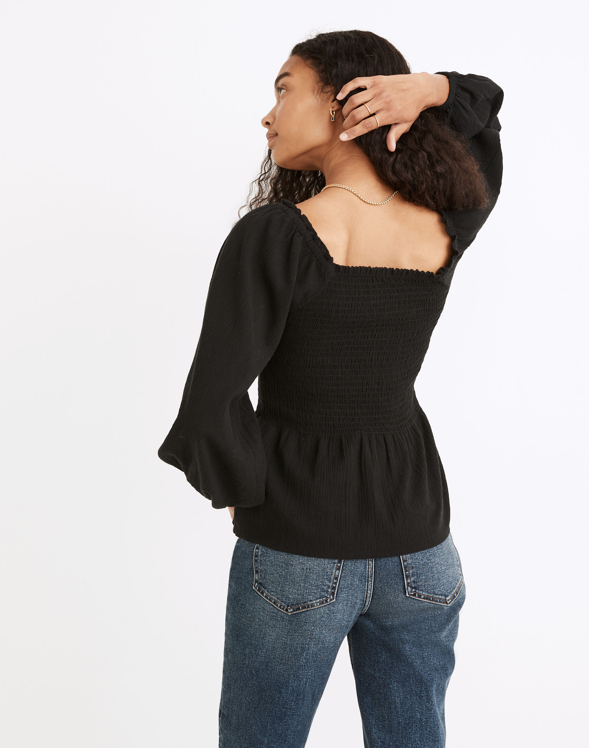 Lucie Smocked Peplum Top | Madewell