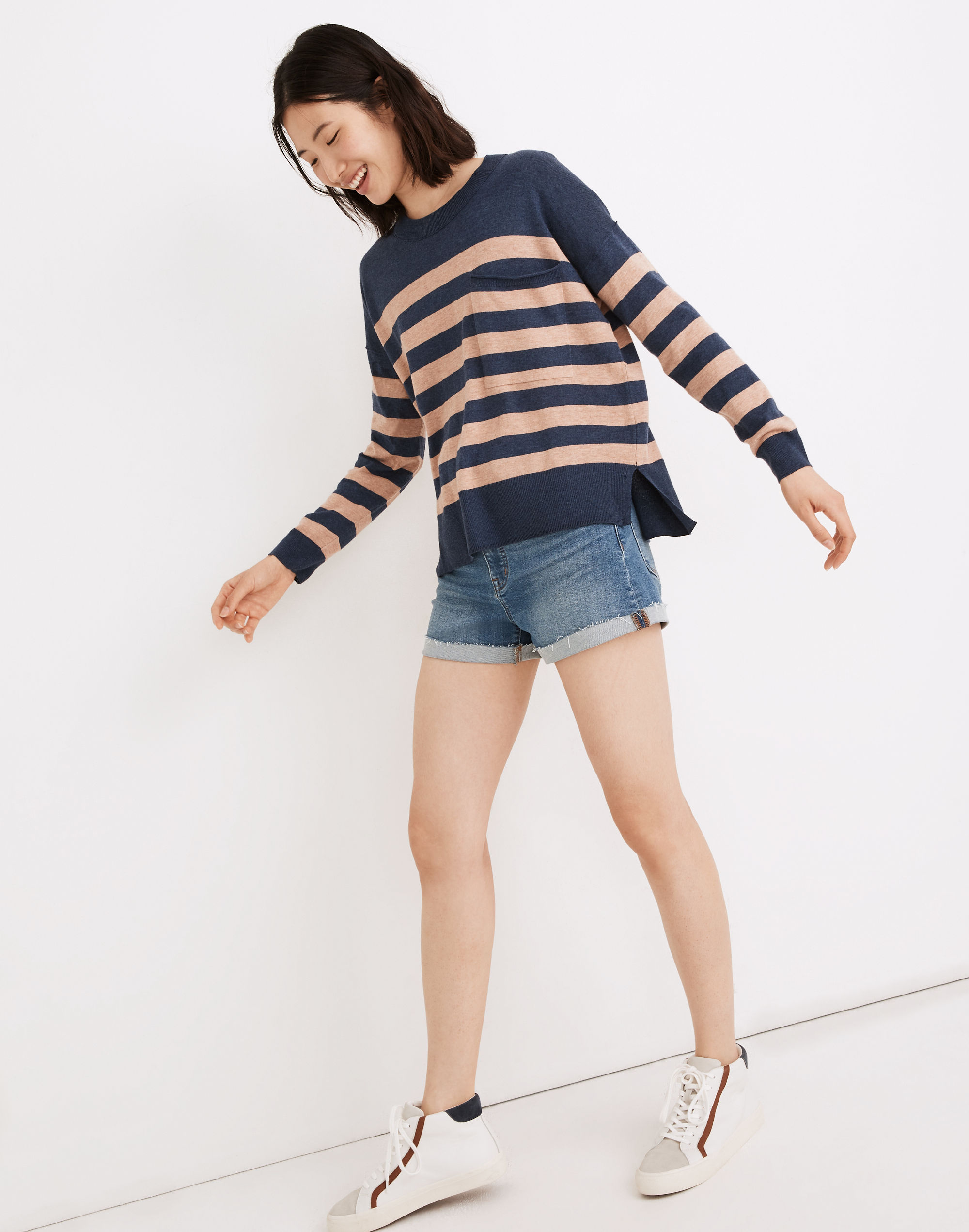 Lightweight Pocket Pullover Sweater in Stripe | Madewell