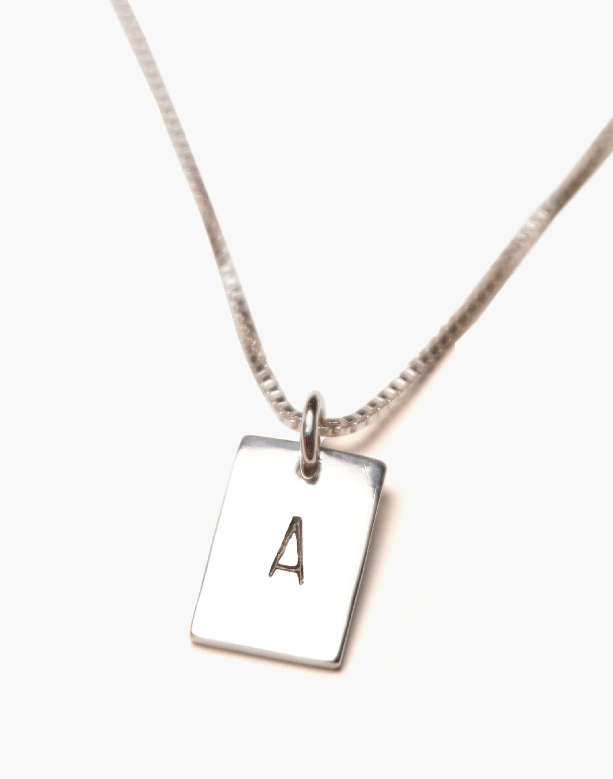 CHARLOTTE CAUWE STUDIO Letter Stamp Tag Necklace in Sterling Silver