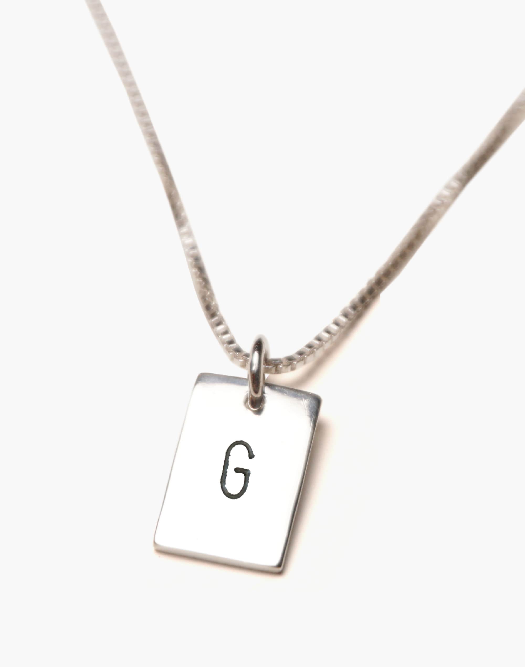 CHARLOTTE CAUWE STUDIO Letter Stamp Tag Necklace in Sterling Silver