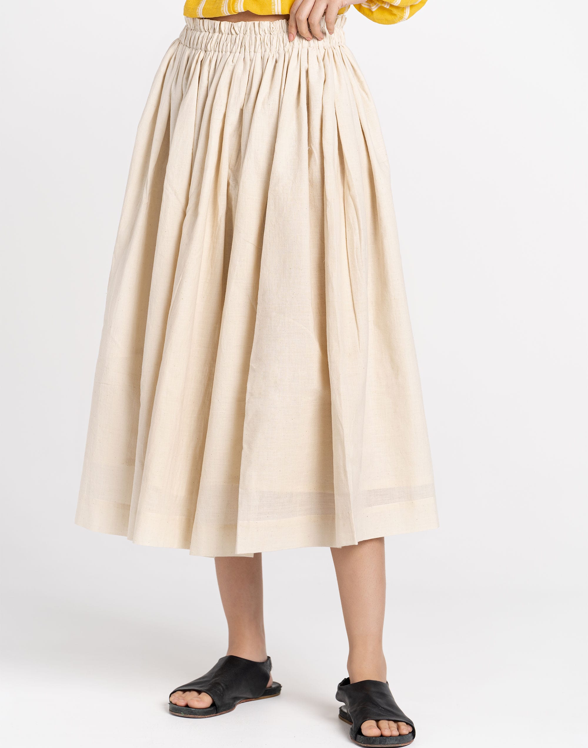 Rhea Pleated Midi Poplin Pleated Skirt - Adorn Boutique