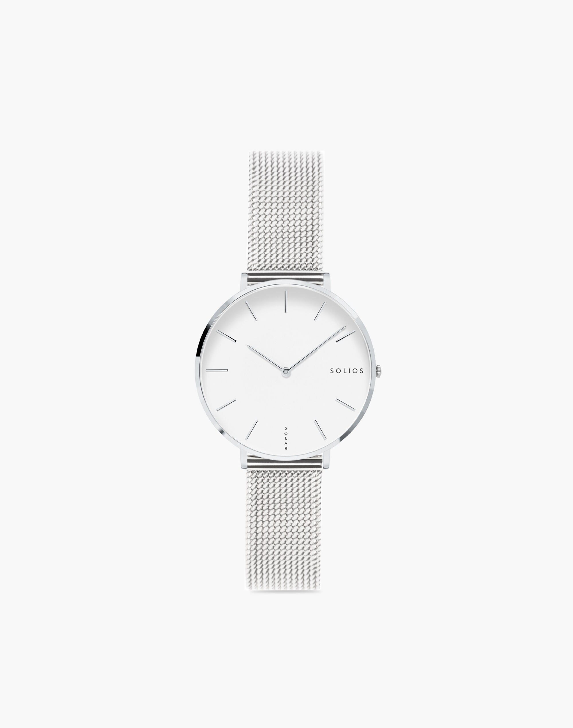 Solios Watches The Mini Solar White - Mesh Strap