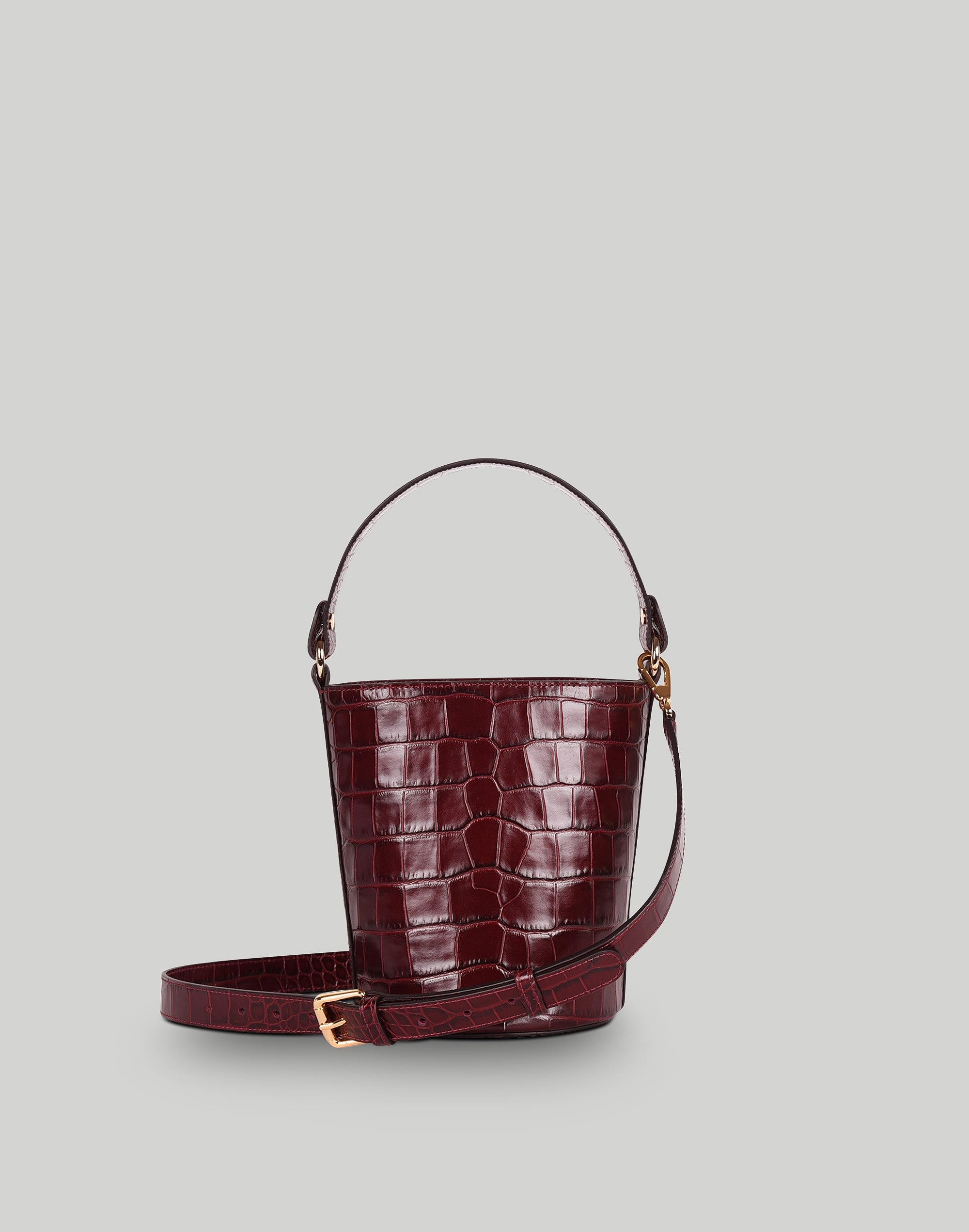 Hyer Goods Luxe Medium Shoulder Bag Burgundy Croco