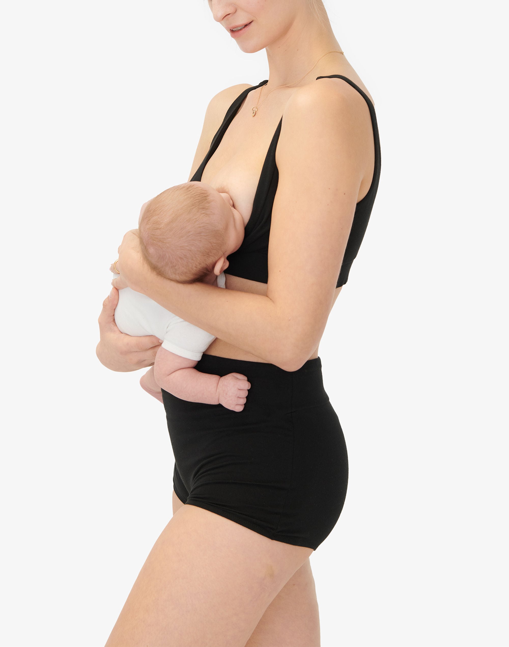 Maternity Matching Twist-Front Cutout Nursing Tankini Swim Top