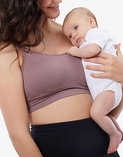 Plus Size Seamless Rib Knit Maternity And Nursing Bra - Black, 1X |  Motherhood Maternity