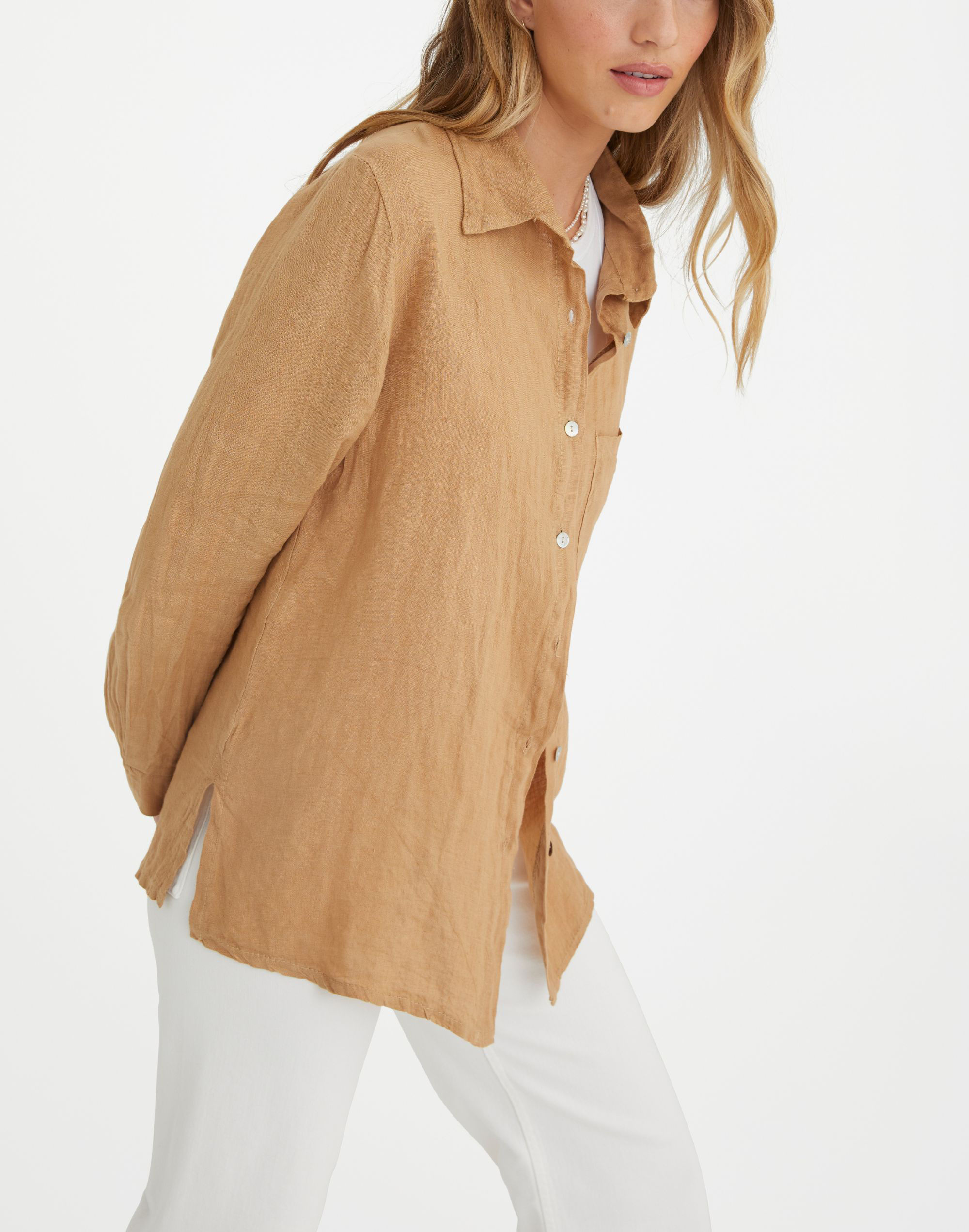 Cotton-Linen Boxy Shirt-Jacket