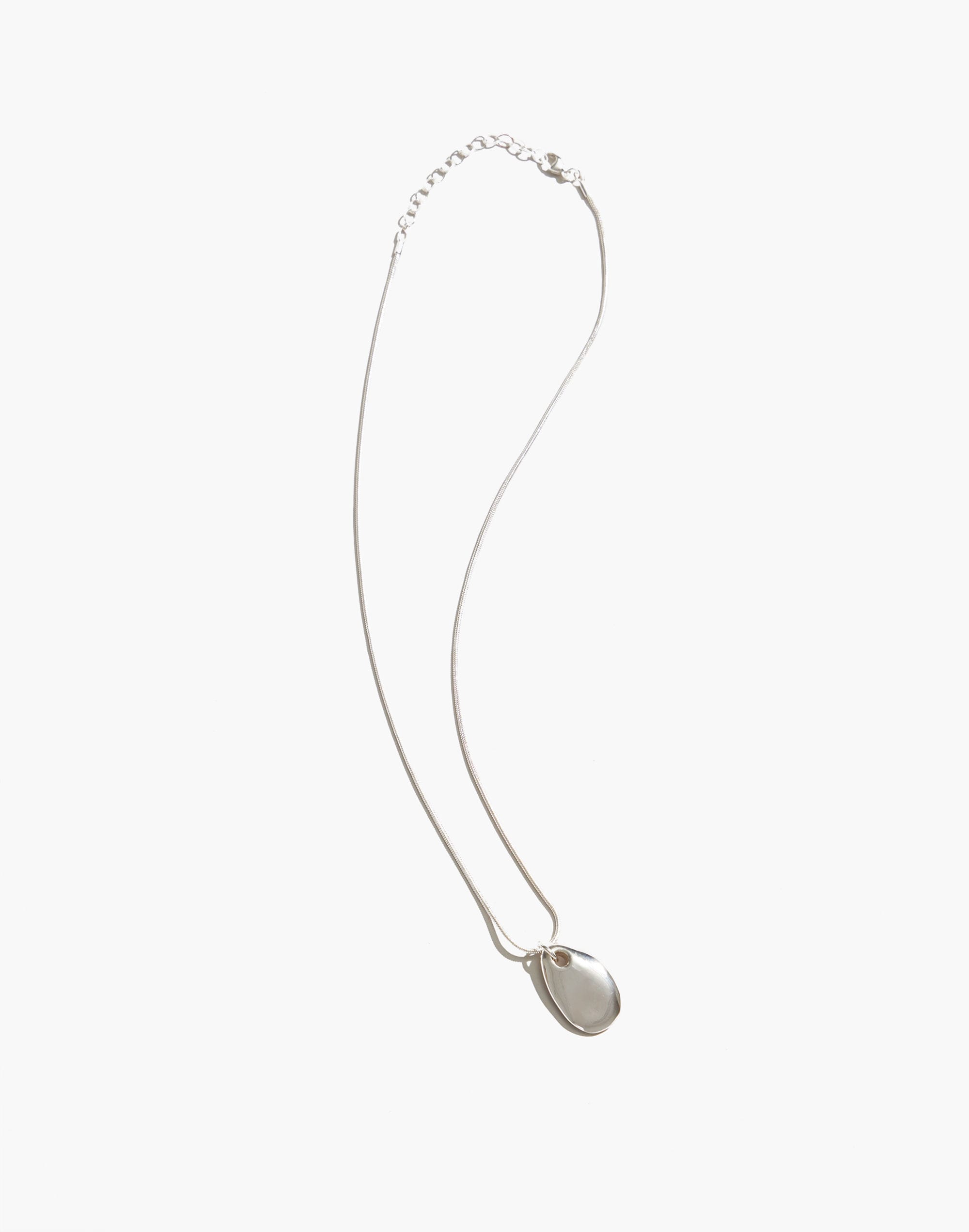 Maslo Jewelry Small Pebble Pendant Necklace Sterling Silver Chain