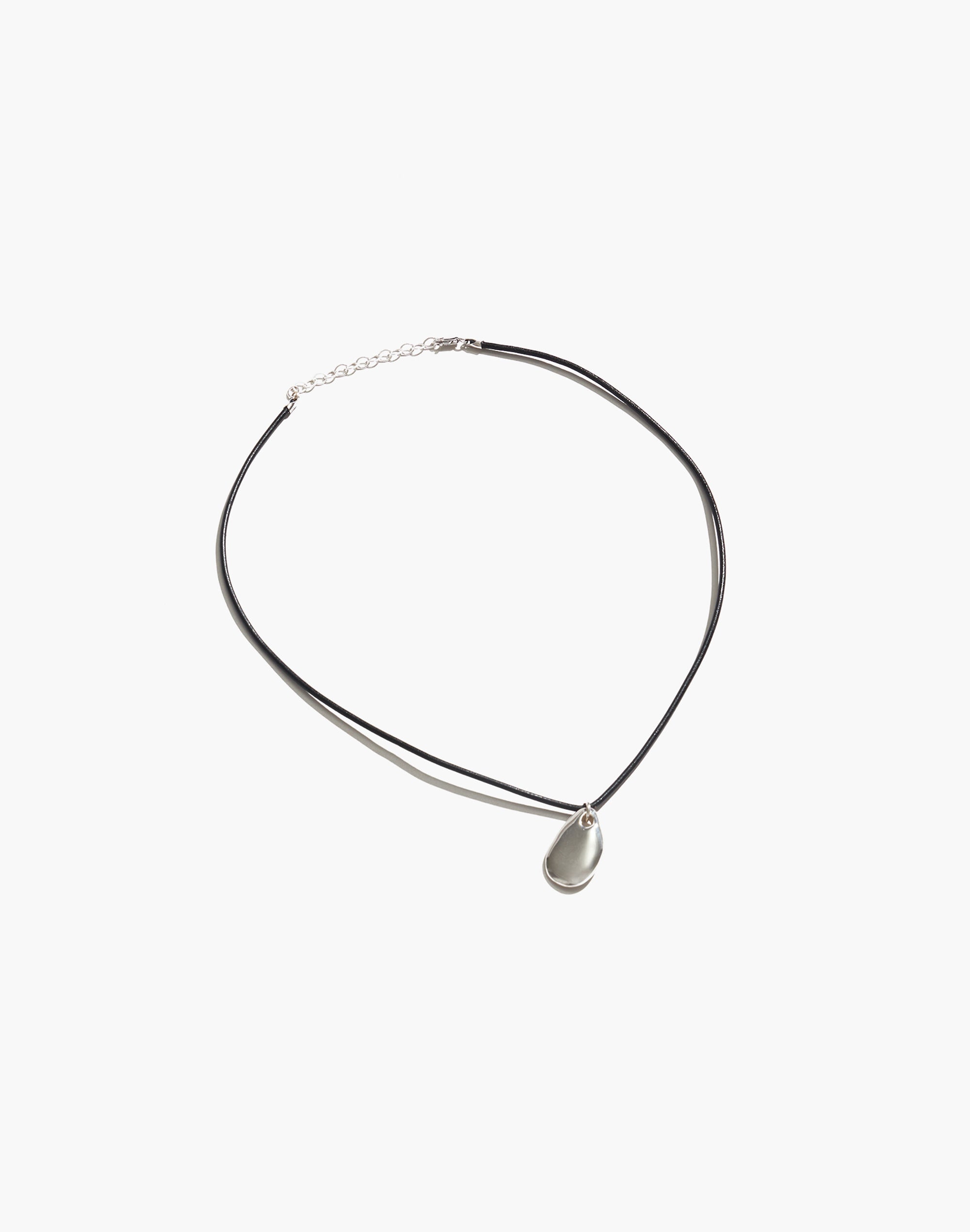 Maslo Jewelry Small Pebble Pendant Necklace Sterling Silver Cord