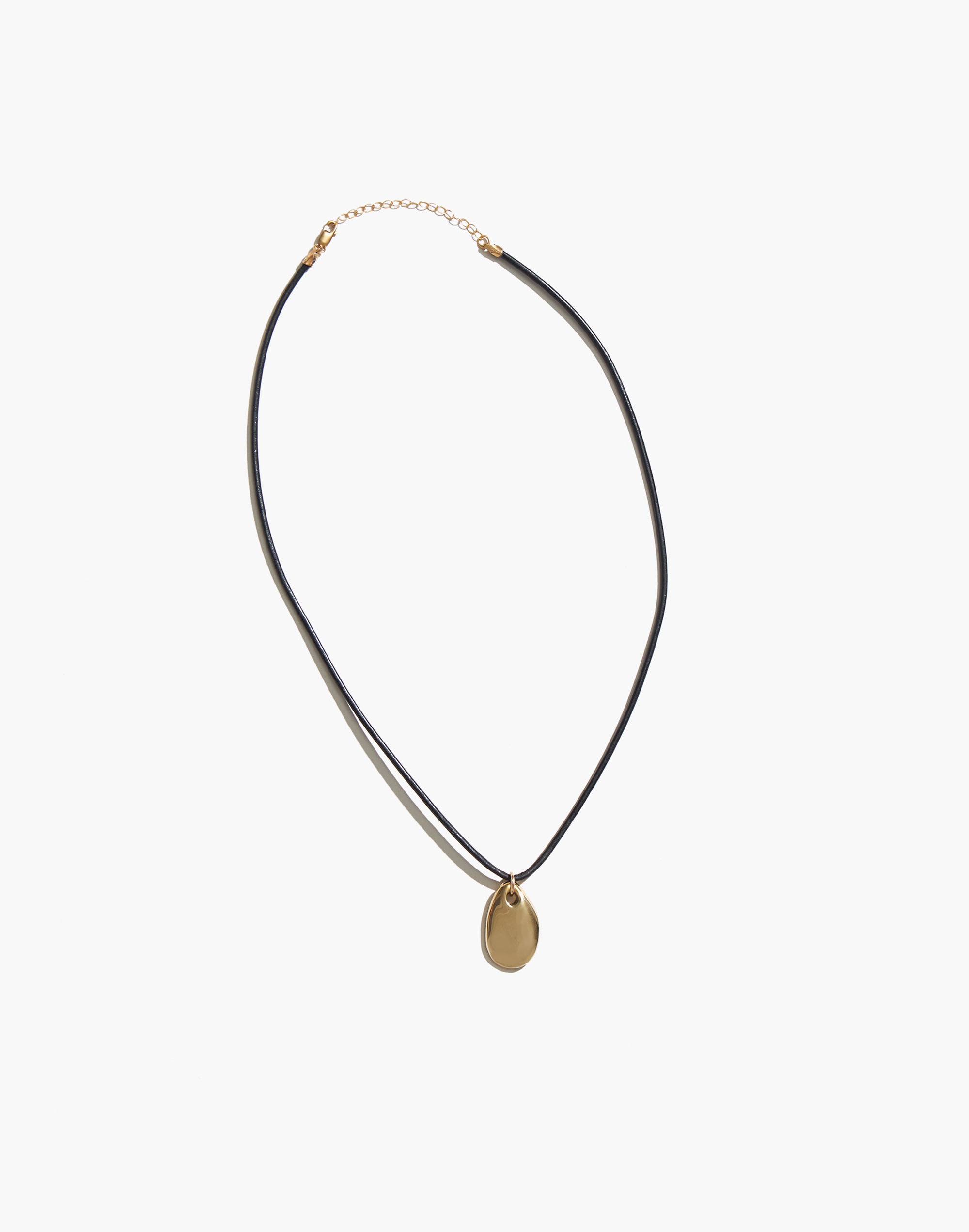 Maslo Jewelry Small Pebble Pendant Necklace Gold Cord