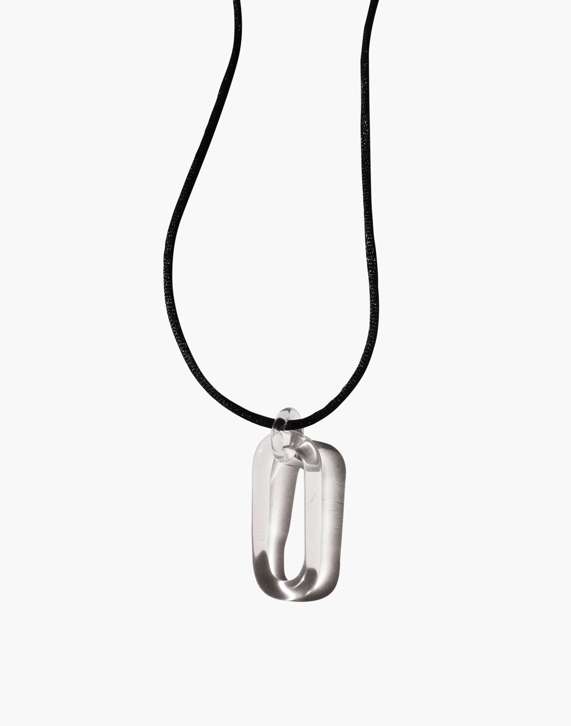 Jane D'Arensbourg Clear Oval Pendant Cord Necklace