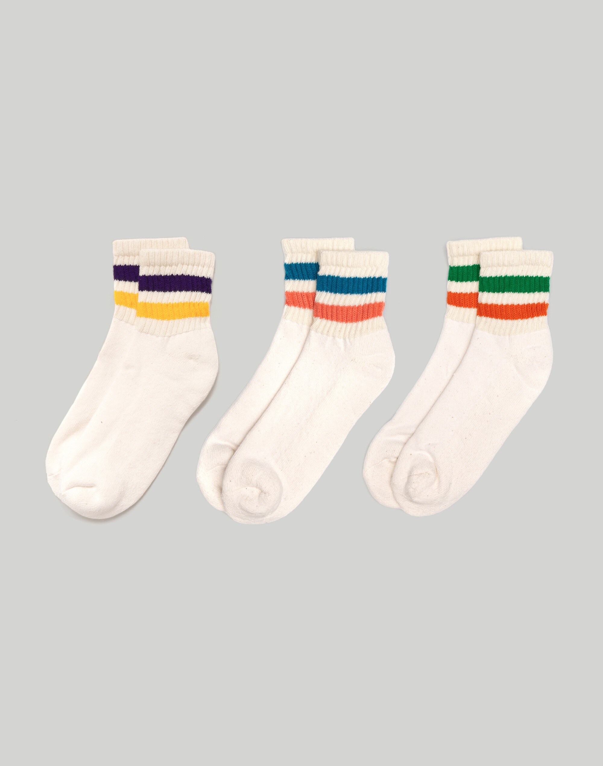 American Trench Three-Pack Retro Stripe Quarter Crew Socks