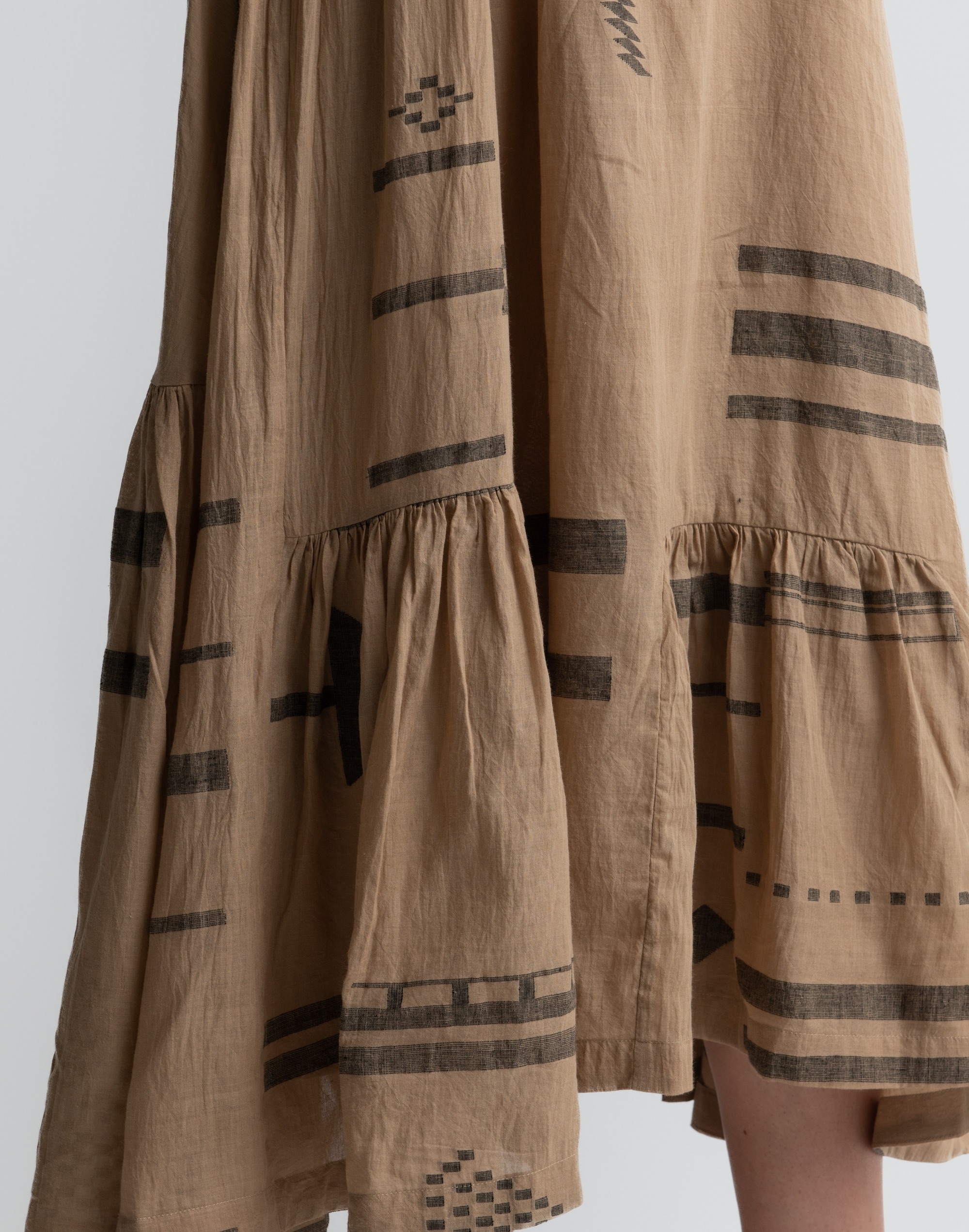 World of Crow Nutmeg Tiered Handwoven Slip Dress