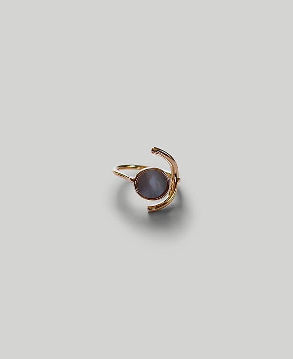 Abcrete &amp; Co. Geo Crescent Pearl Adjustable Ring