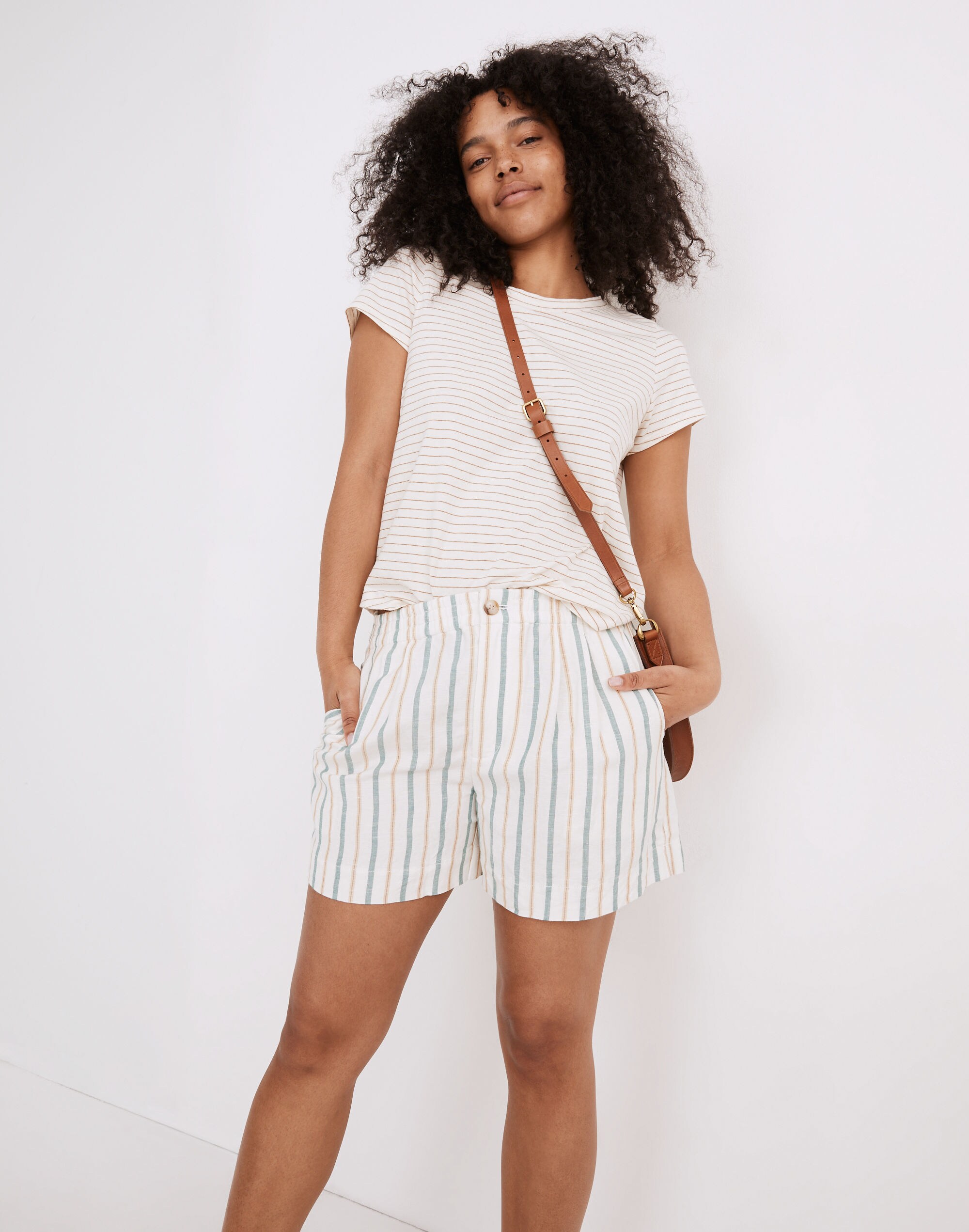 Linen-Blend Track Shorts Stripe | Madewell