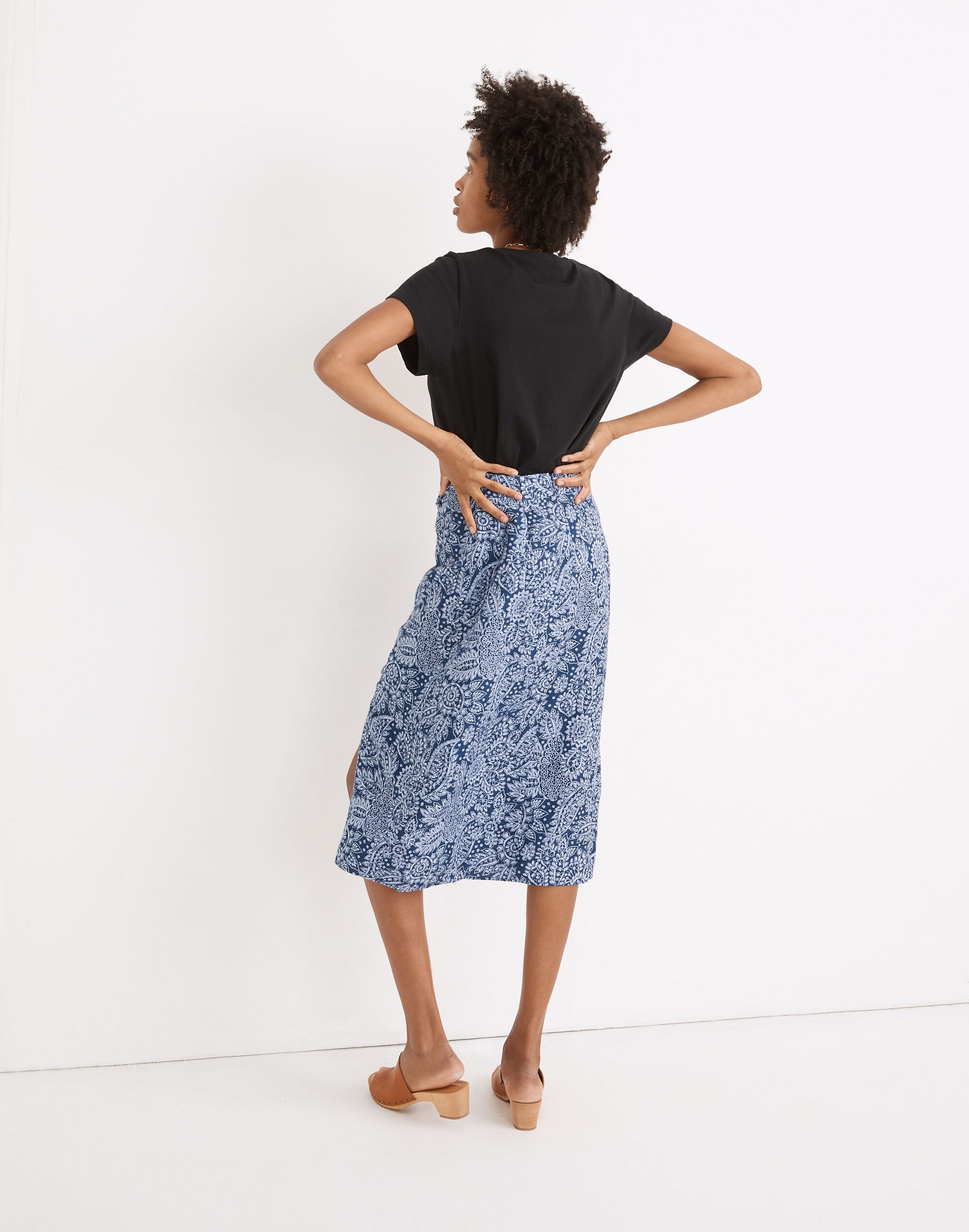 Linen-Blend Knotted Midi Skirt Paisley Garden | Madewell