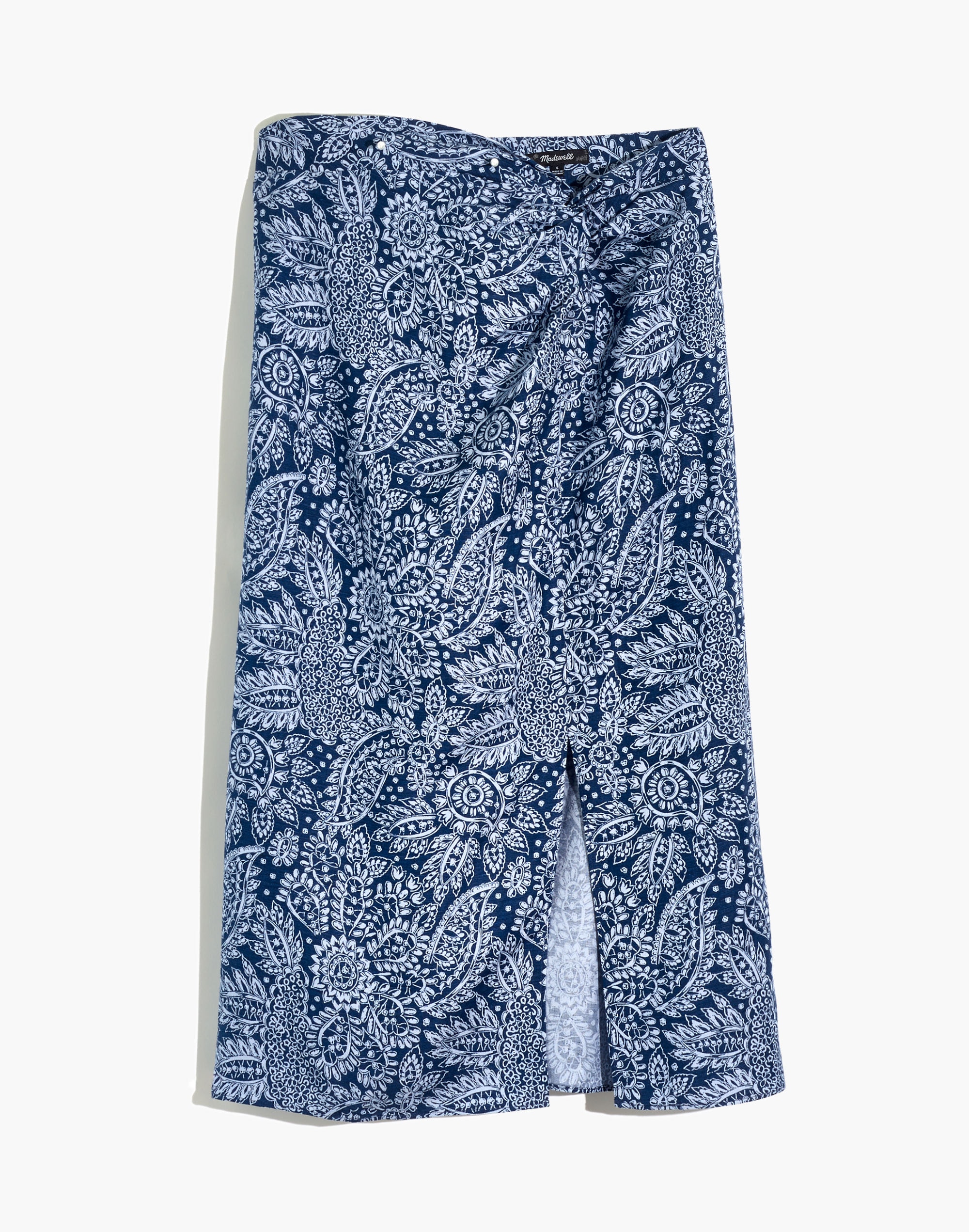 Linen-Blend Knotted Midi Skirt Paisley Garden | Madewell