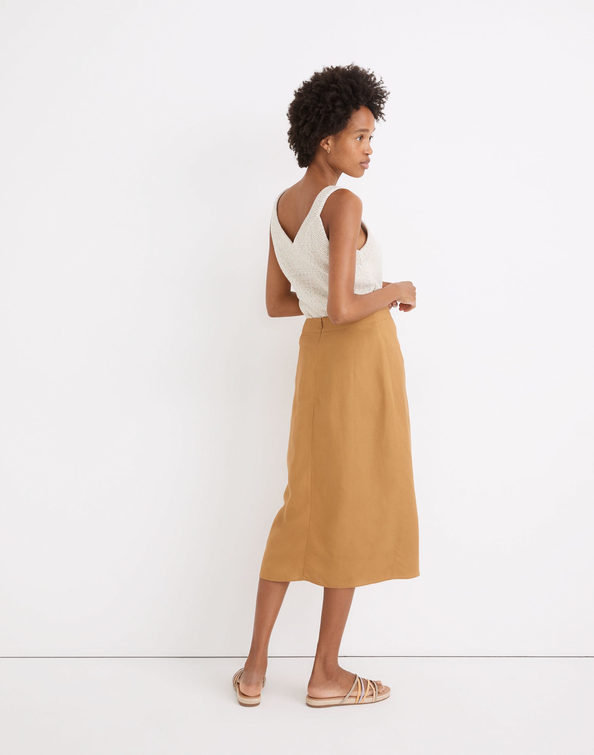 Linen-Blend Knotted Midi Skirt | Madewell