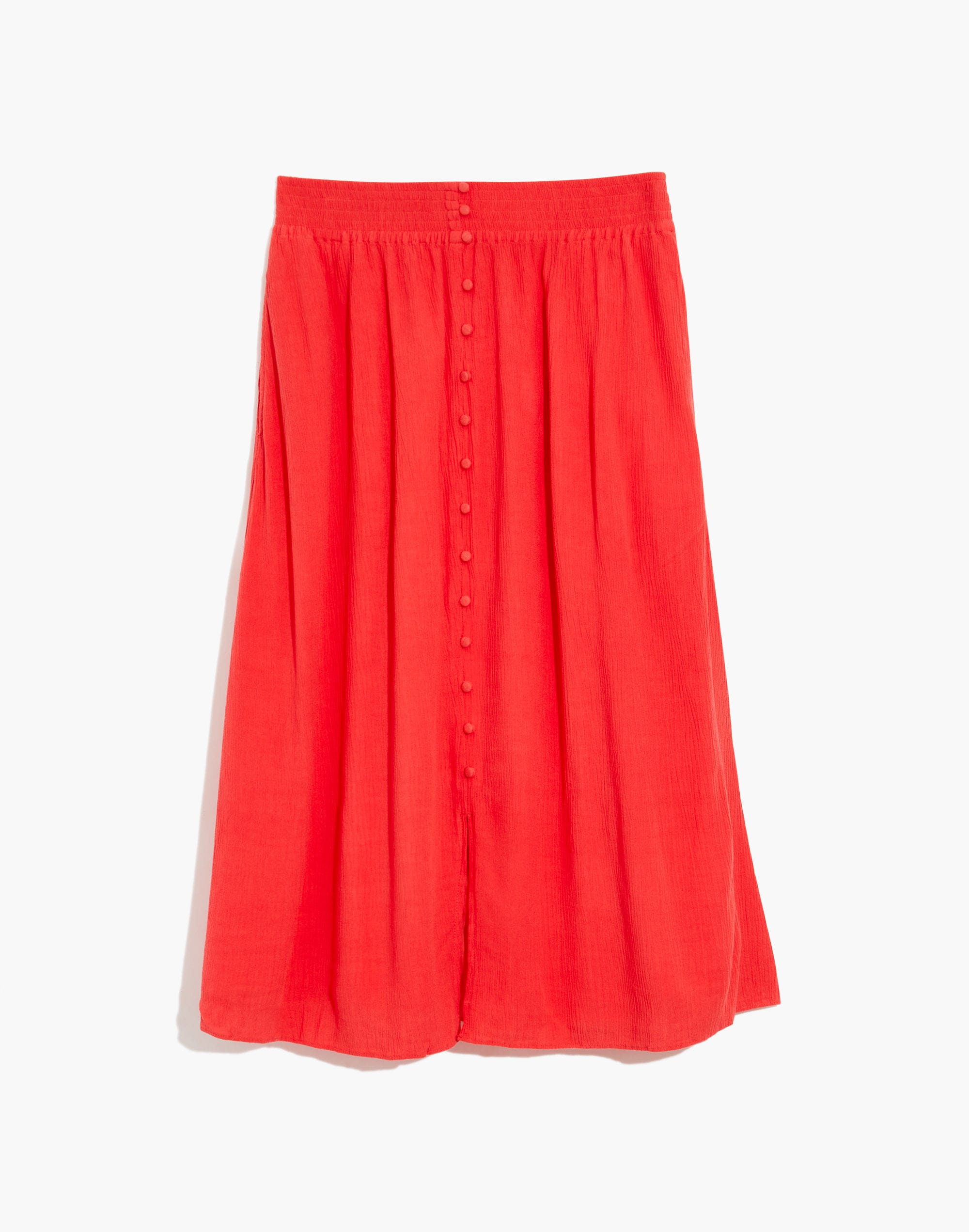 Smocked-Waist Button-Front Midi Skirt | Madewell