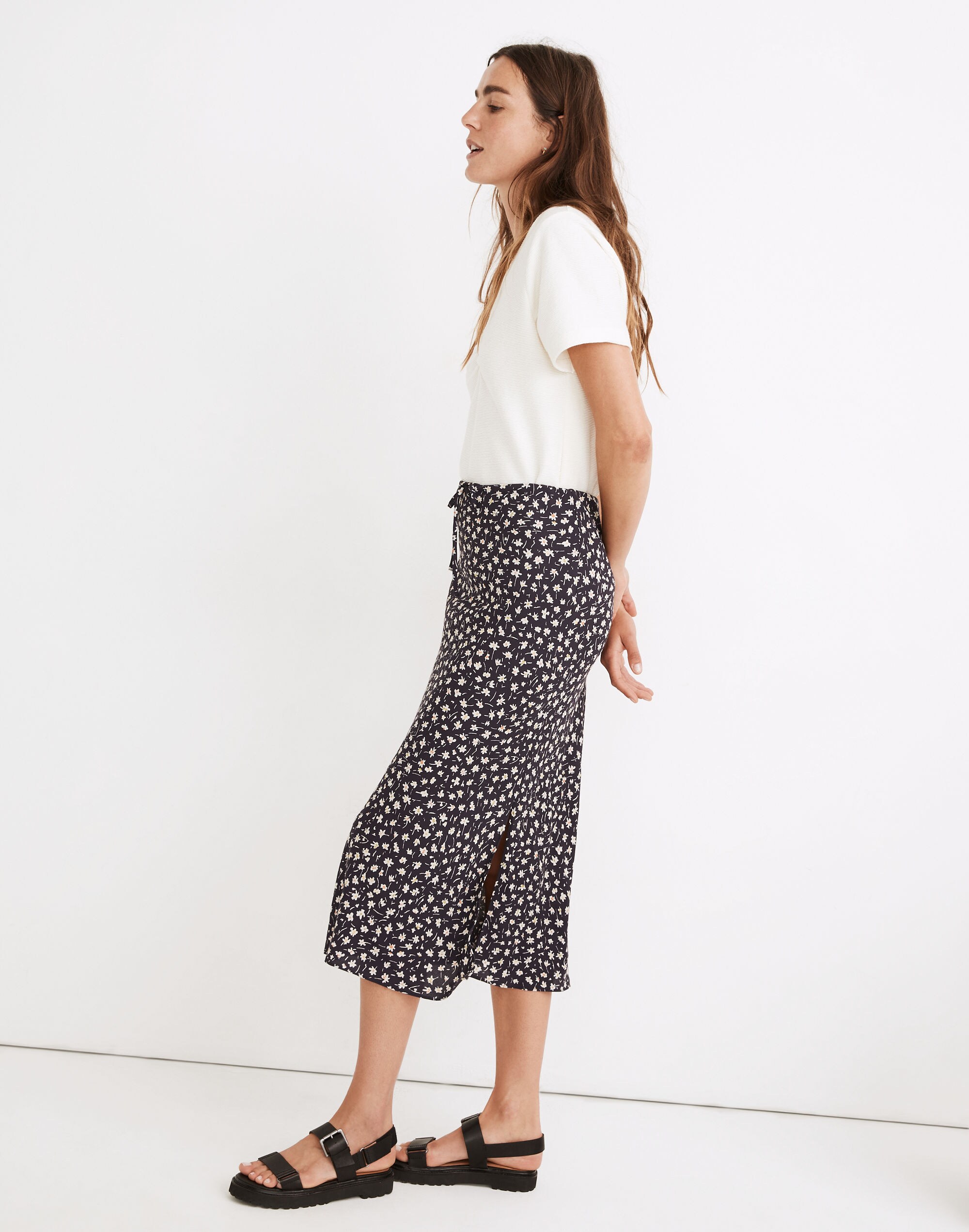 Drawstring Midi Slip Skirt Sweet Floral | Madewell