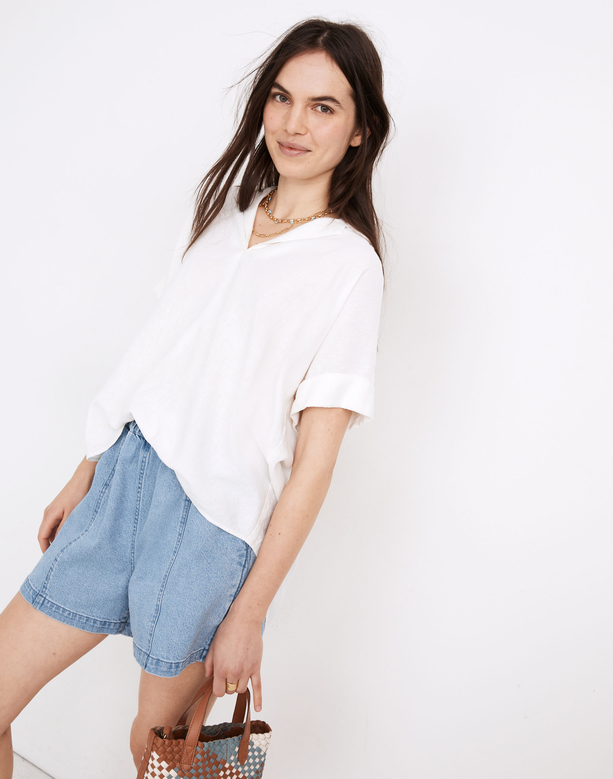 Linen-Blend Hayden Popover Top | Madewell