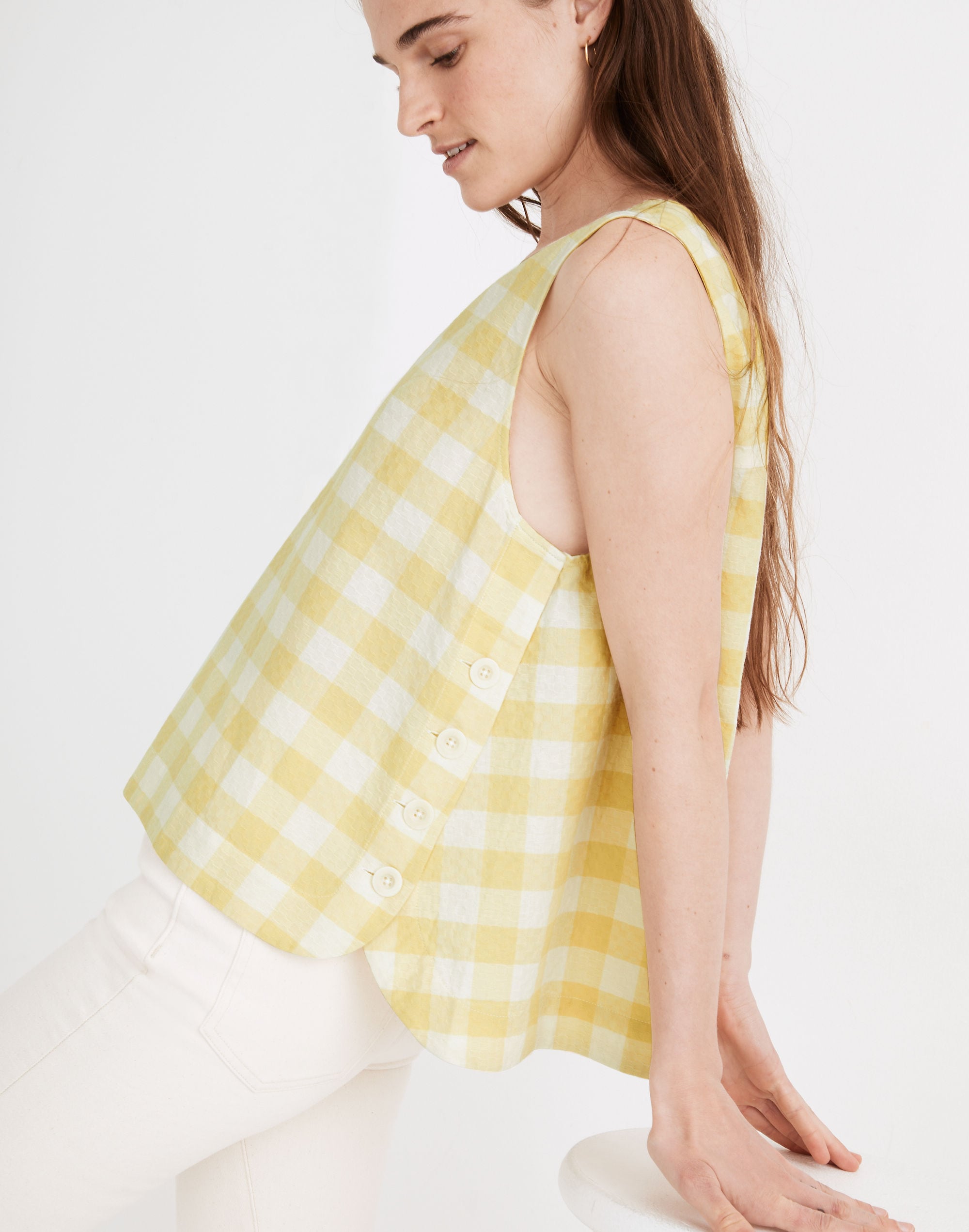 Side-Button Tank Top Gingham Check | Madewell