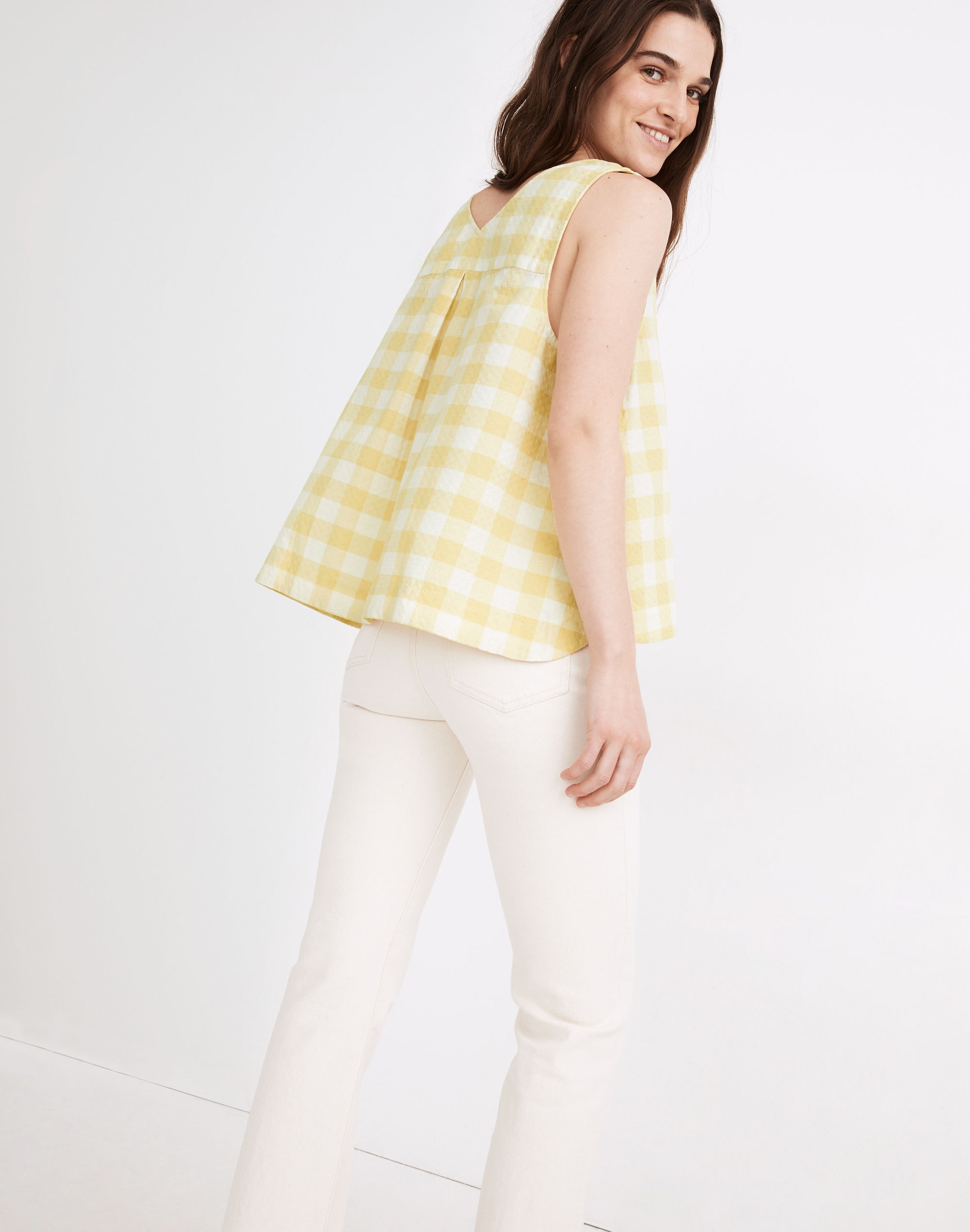 Side-Button Tank Top Gingham Check | Madewell