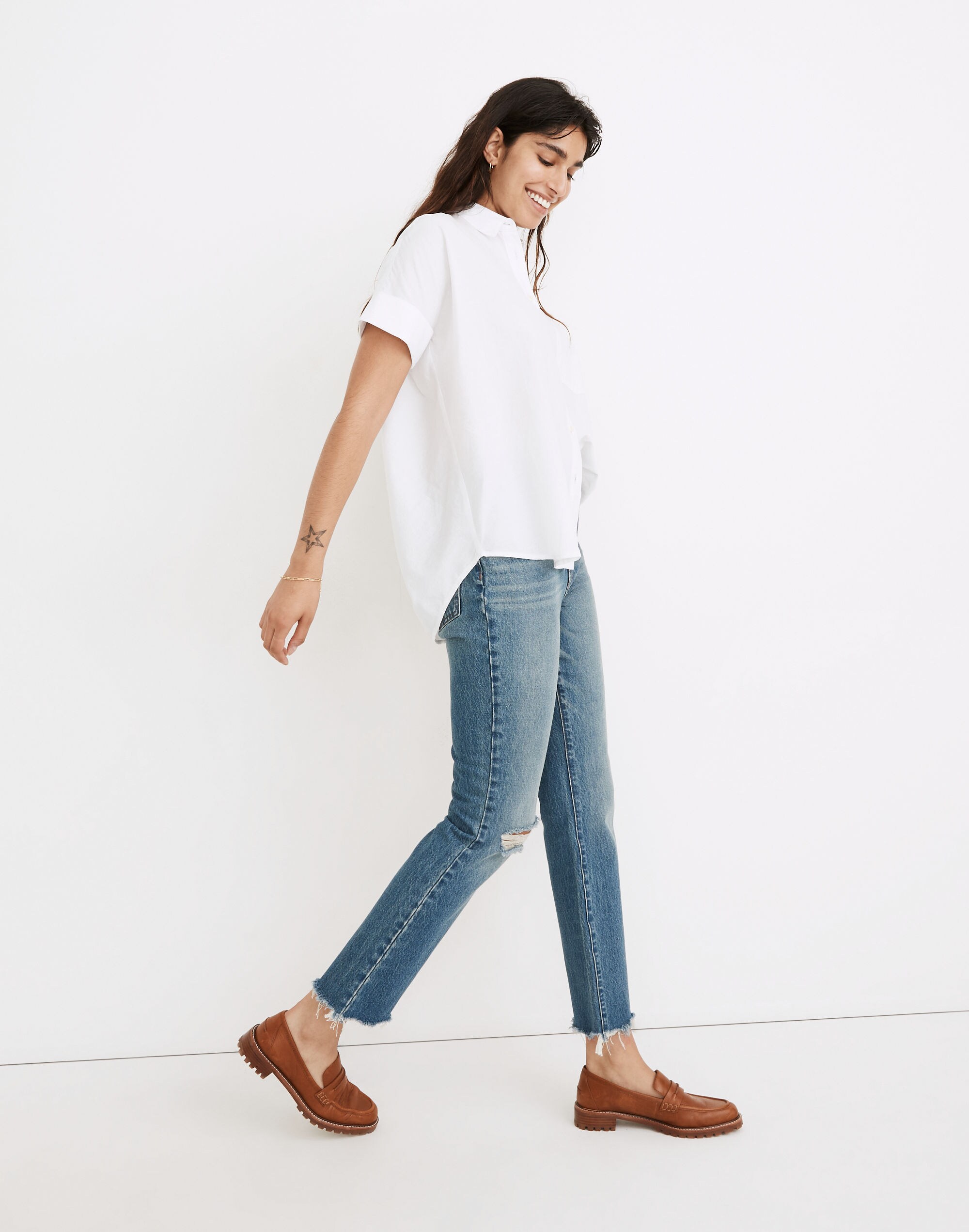 Linen-Blend Courier Pleat-Back Shirt | Madewell