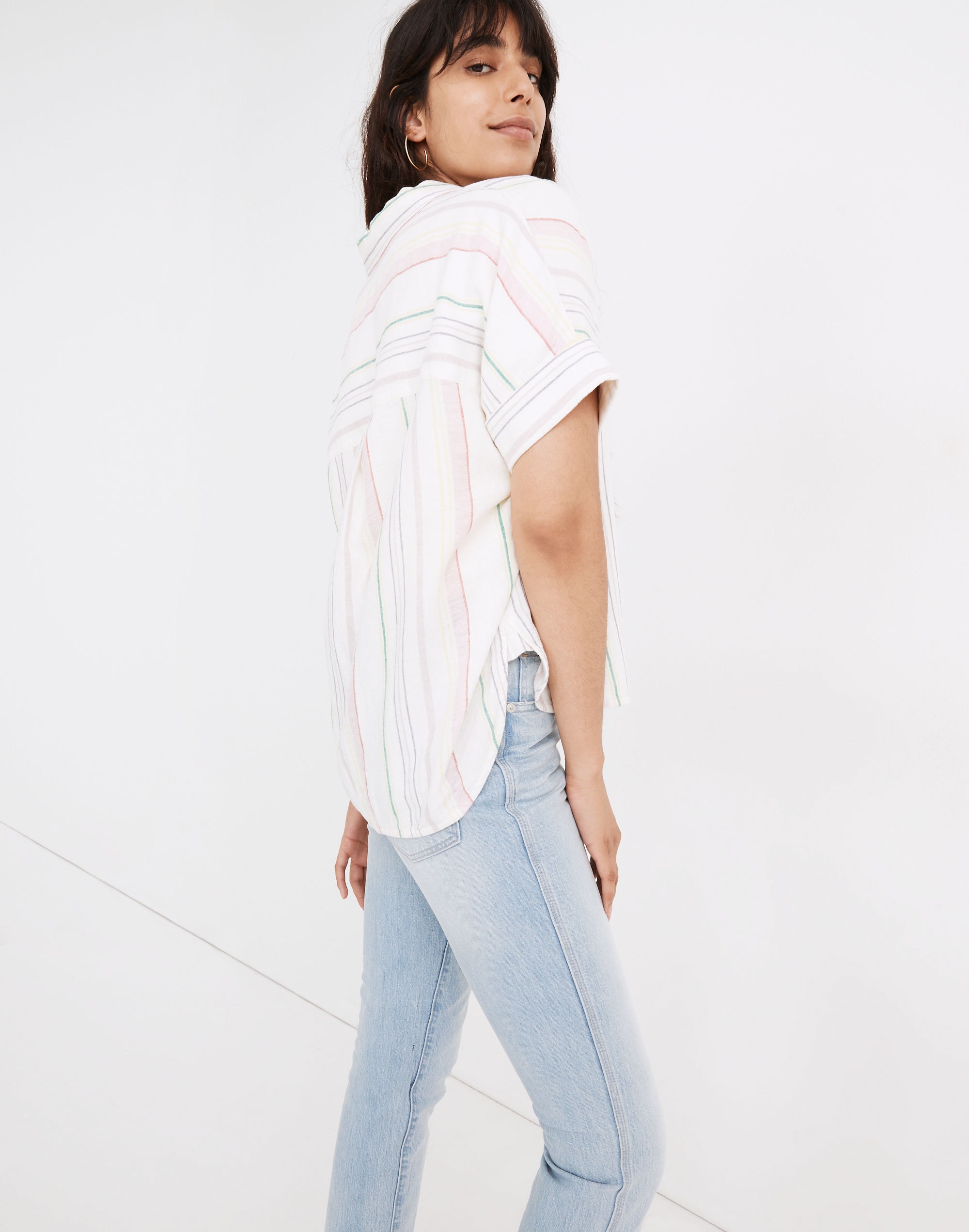 Linen-Blend Daily Shirt Rainbow Stripe | Madewell