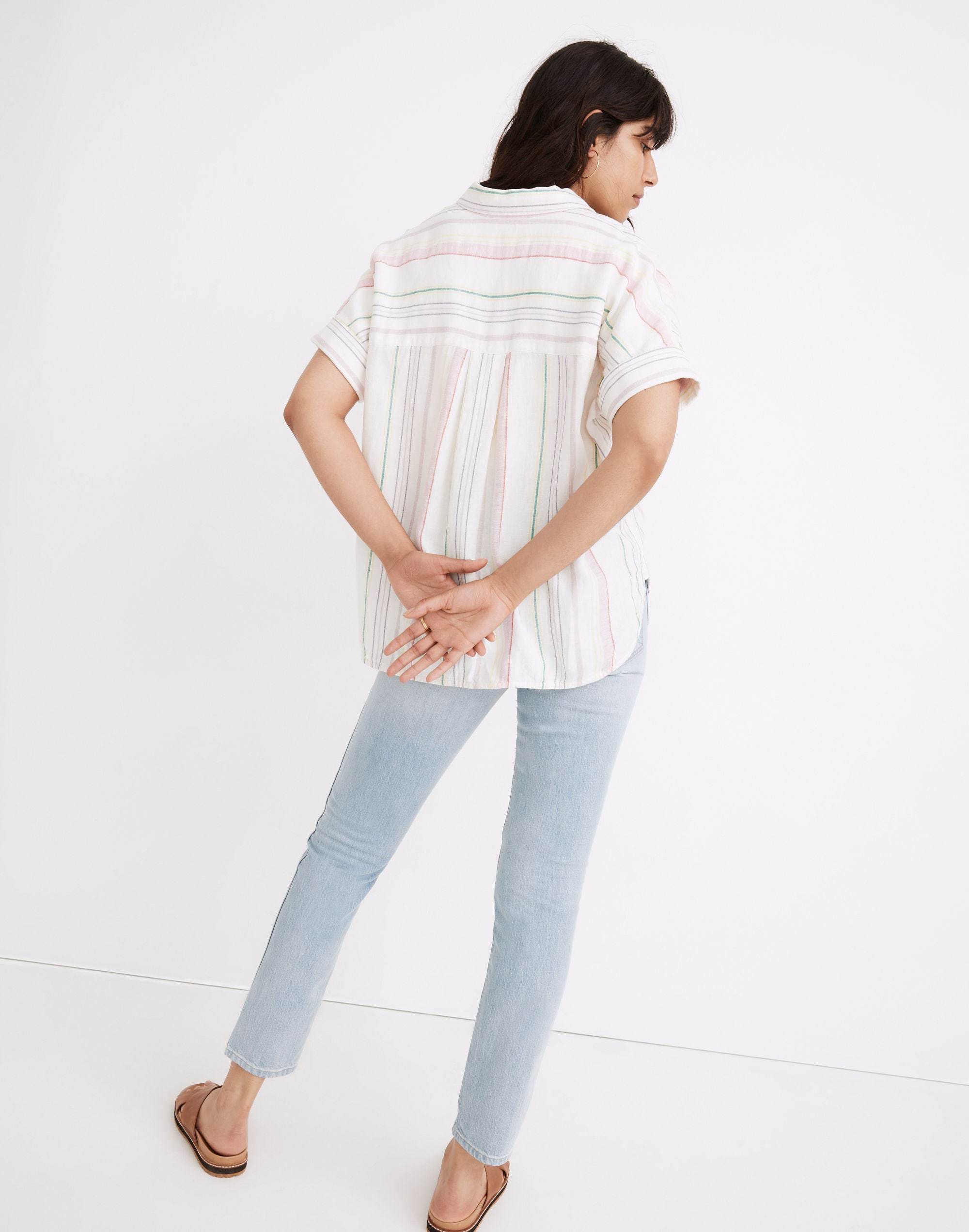 Linen-Blend Daily Shirt Rainbow Stripe | Madewell