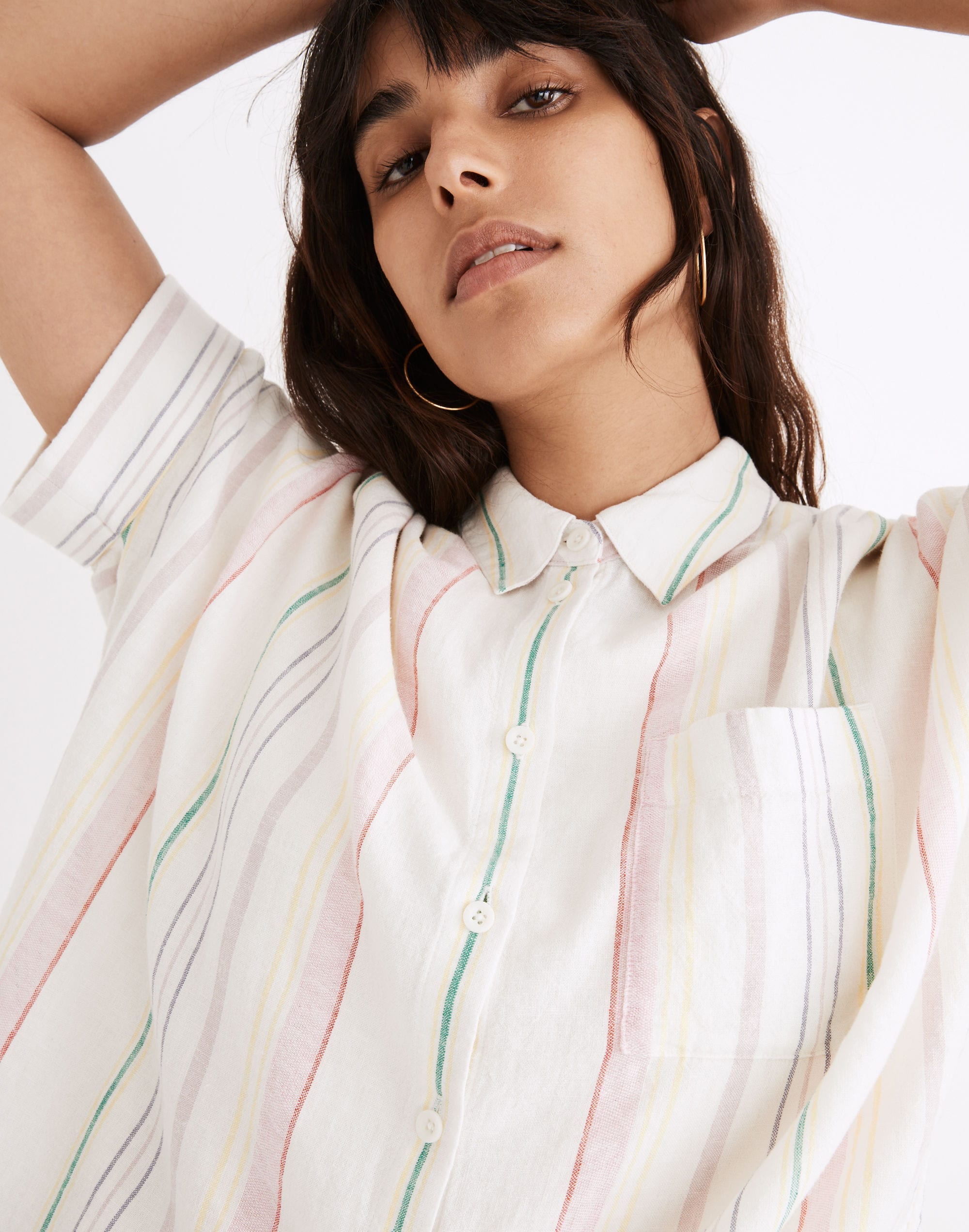 Linen-Blend Daily Shirt Rainbow Stripe | Madewell