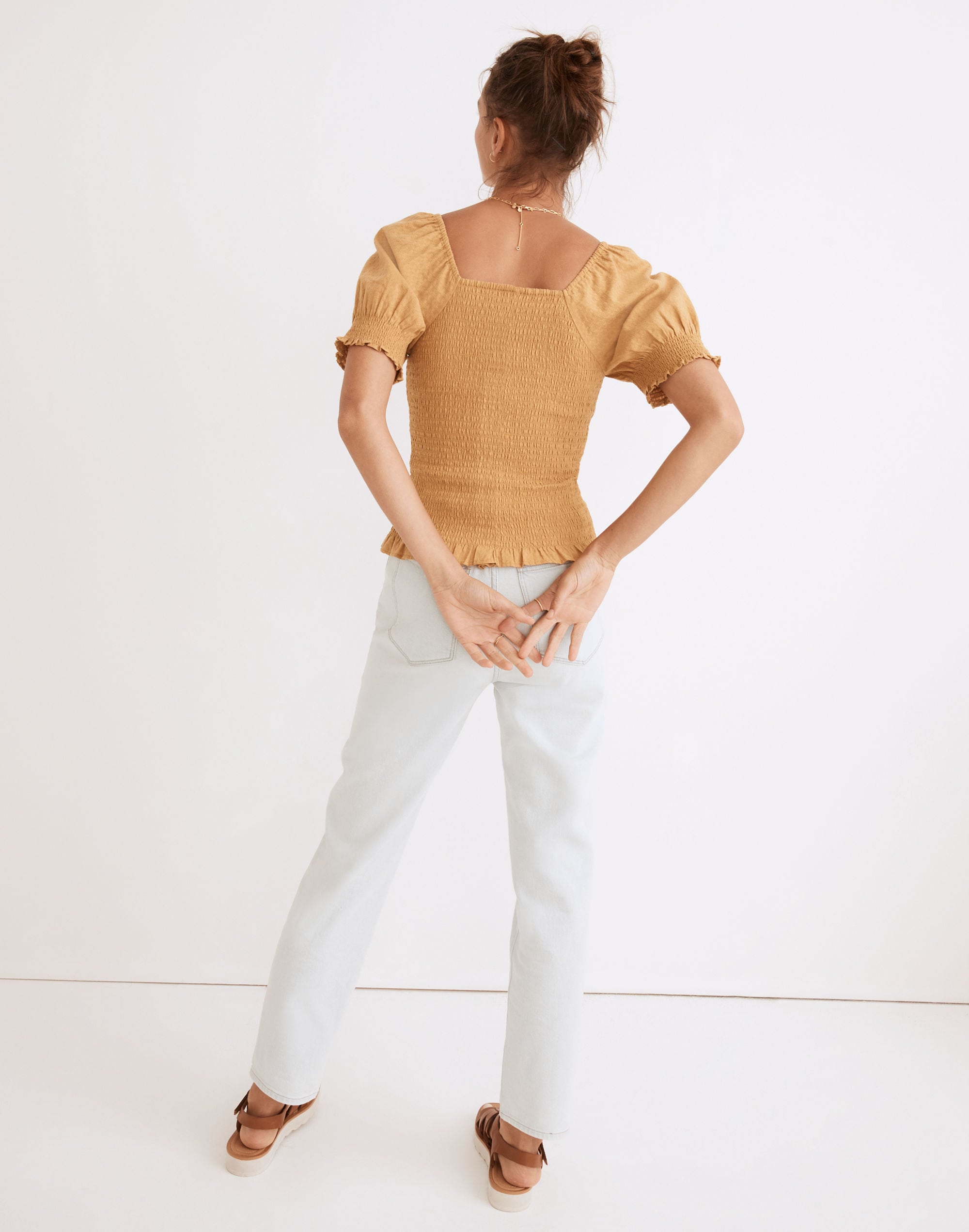 Lucie Puff-Sleeve Smocked Bodice Top | Madewell