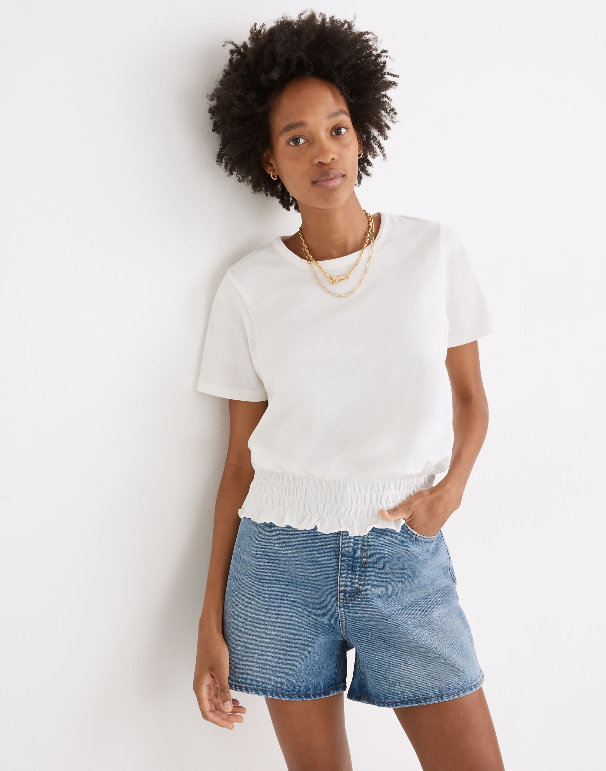 Smocked-Waist Tee