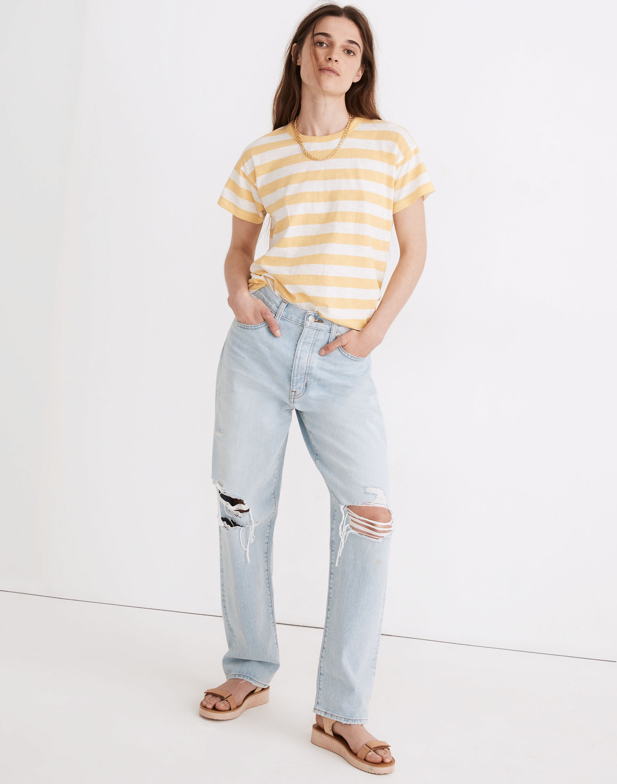 Whisper Cotton Rib-Crewneck Tee Bastian Stripe | Madewell