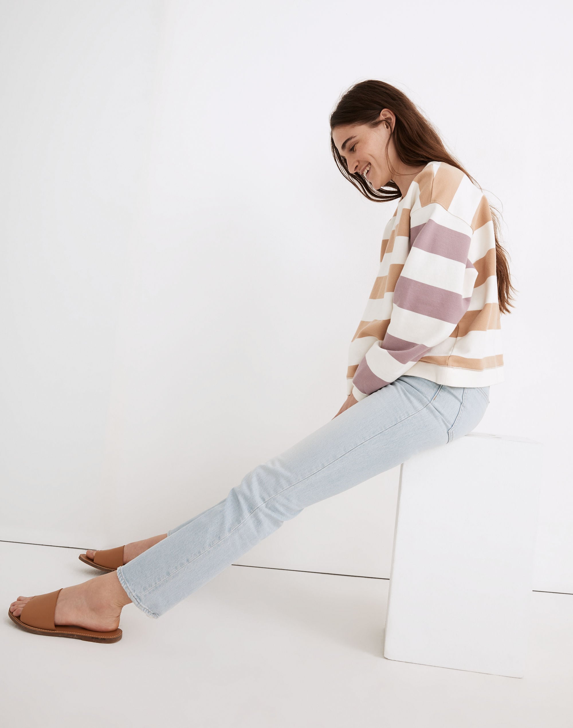 (Re)sourced Cotton Swing Sweatshirt Stripe | Madewell