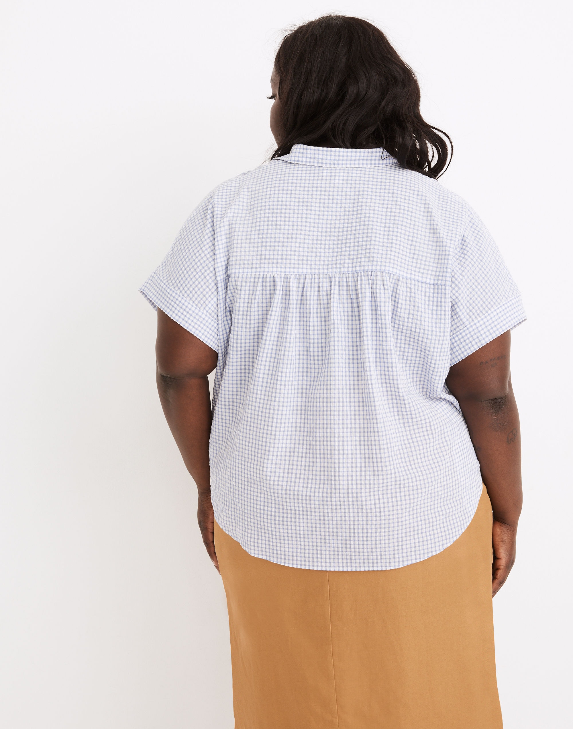 Plus Hilltop Shirt in Seersucker Gingham Check