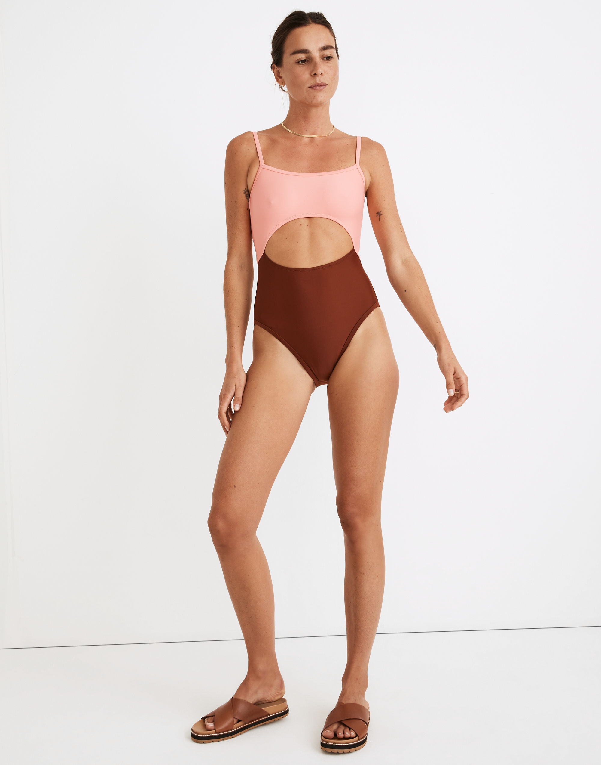 Madewell Second Wave Cutout One-Piece Swimsuit in Colorblock | Madewell