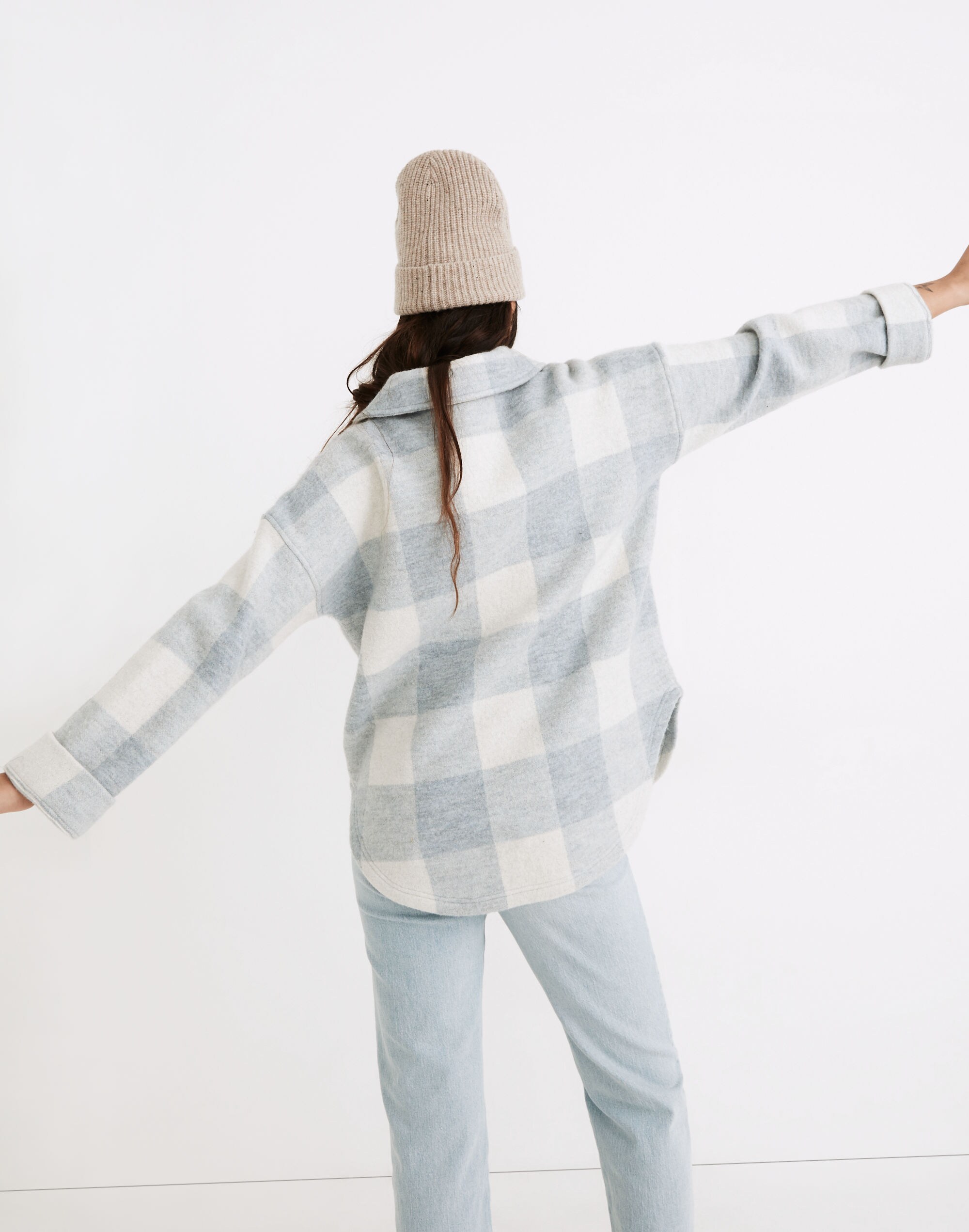 Boiled Wool Half-Zip Popover Sweater Buffalo Check | Madewell