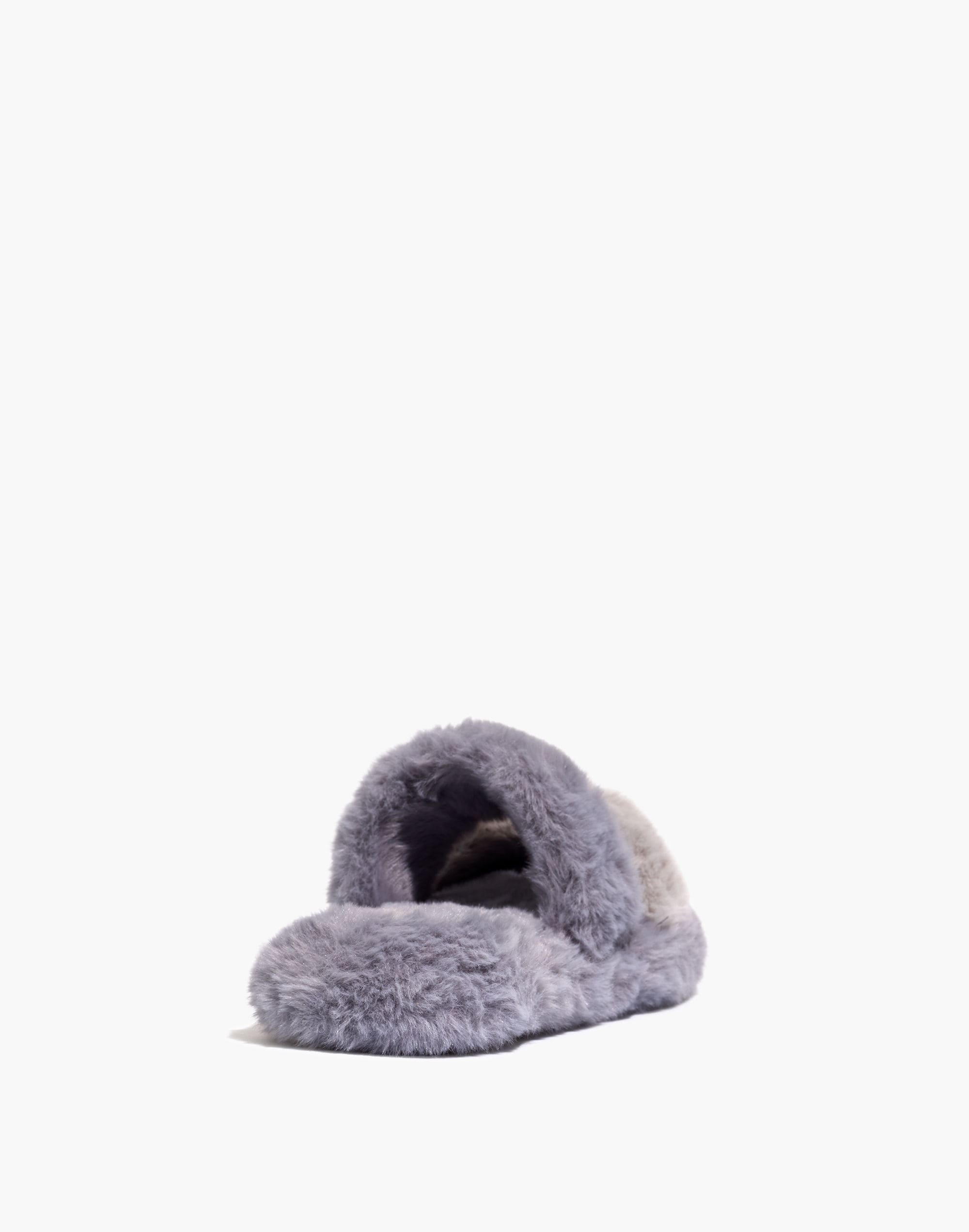 Two-Strap Scuff Slippers in Recycled Faux Fur