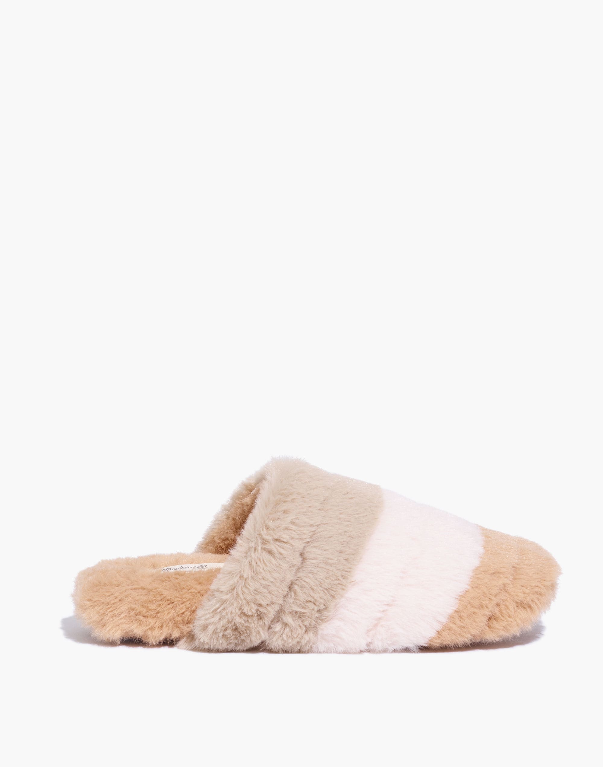 Colorblock Quilted Scuff Slippers in Recycled Faux Fur