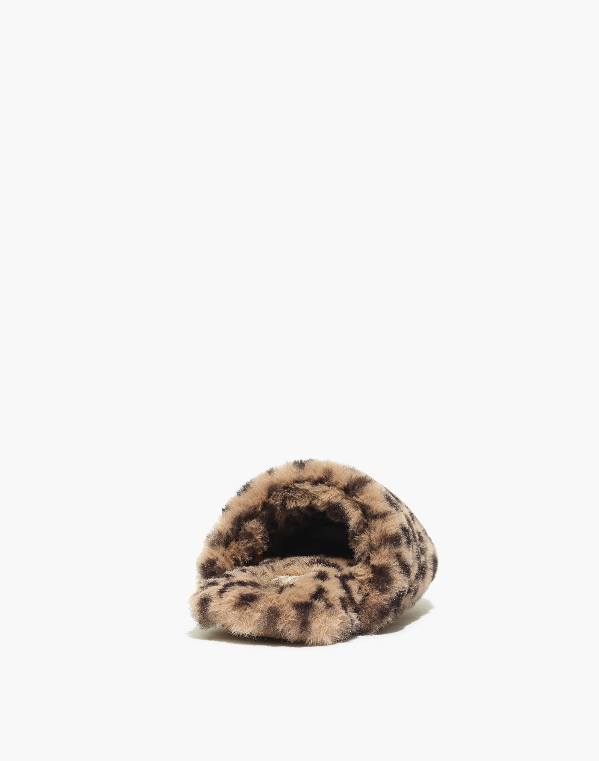 Quilted Scuff Slippers in Leopard Recycled Faux Fur