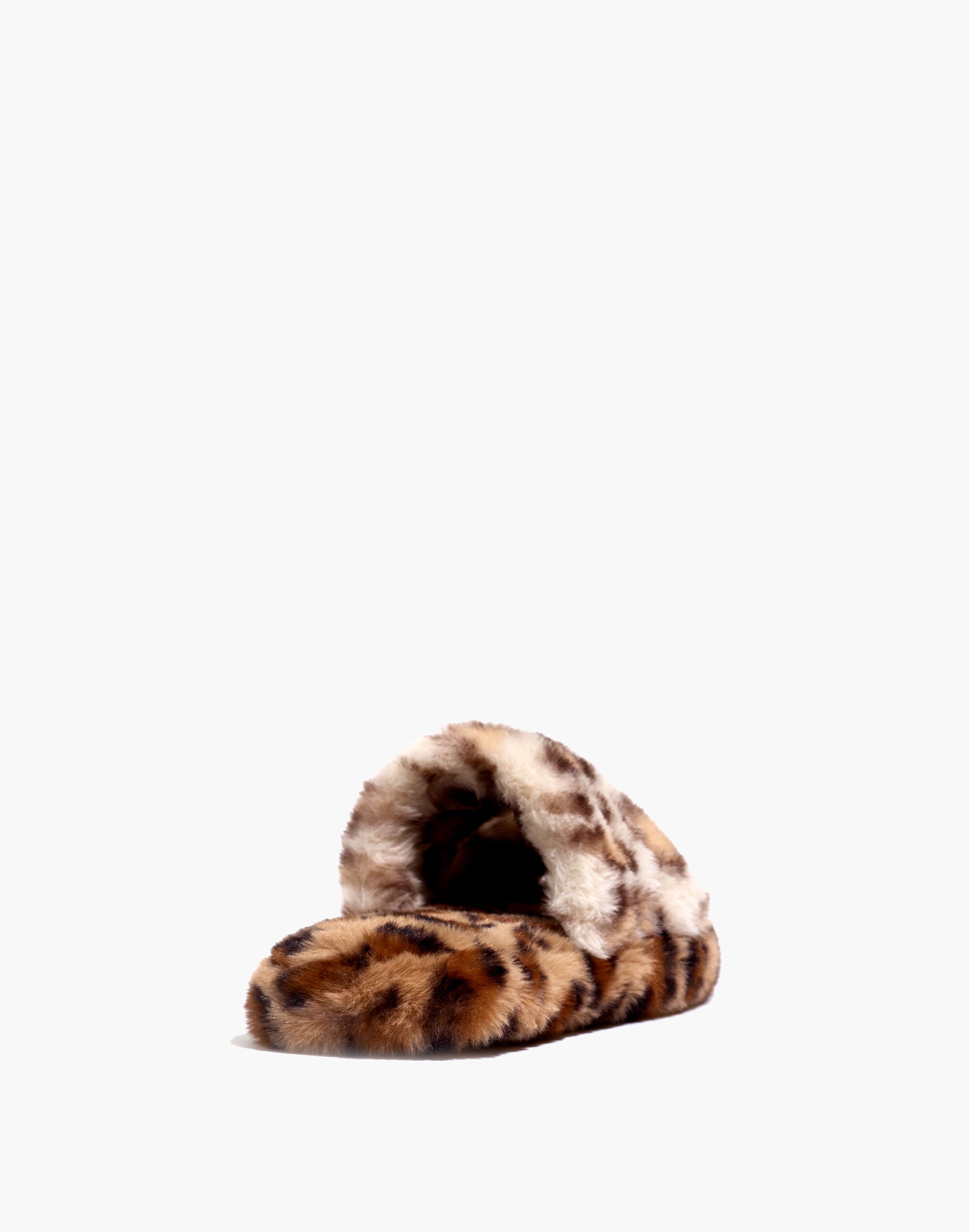 Two-Strap Scuff Slippers in Leopard Recycled Faux Fur