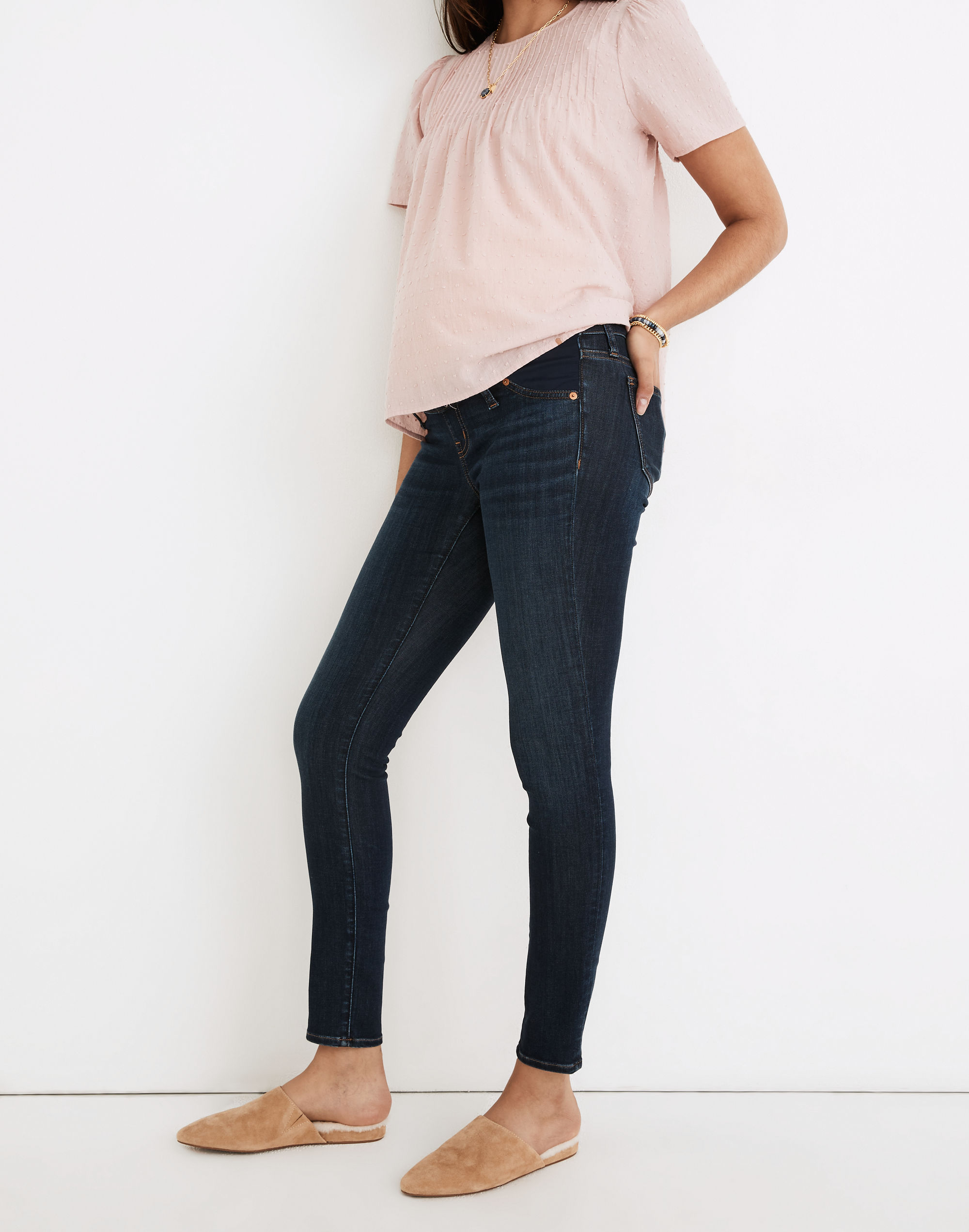 Maternity Side-Panel Skinny Jeans in Woodland Wash: Adjustable TENCEL™ Denim Edition | Madewell